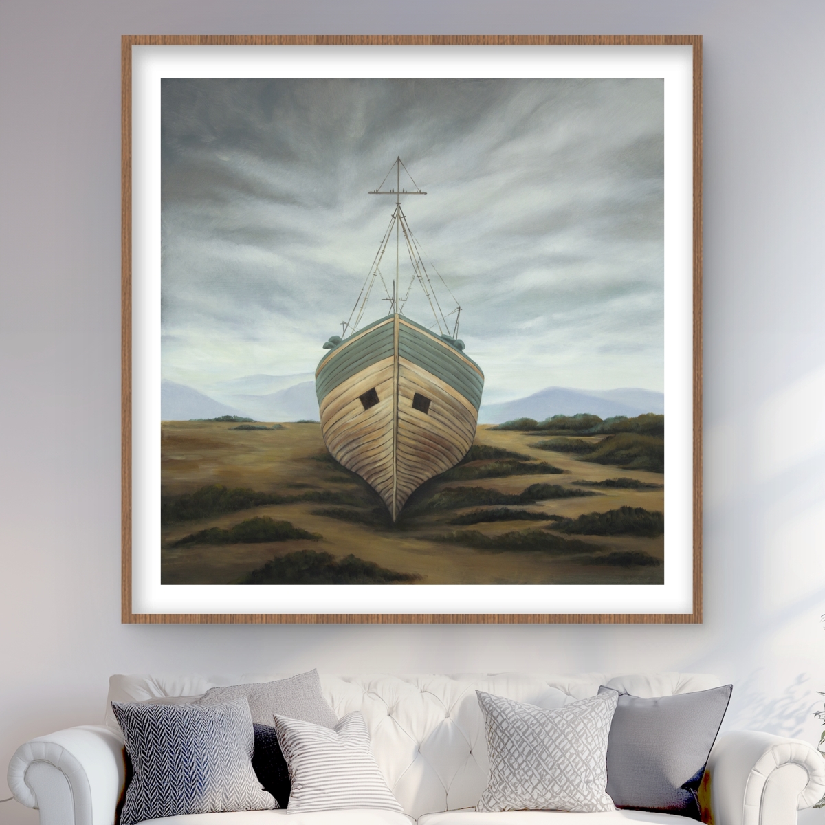 C1FM4848STUZ0V 48 x 48 in. Boat - Rustic Framed Matted Print Wall Art for Home Decor - Art Firm