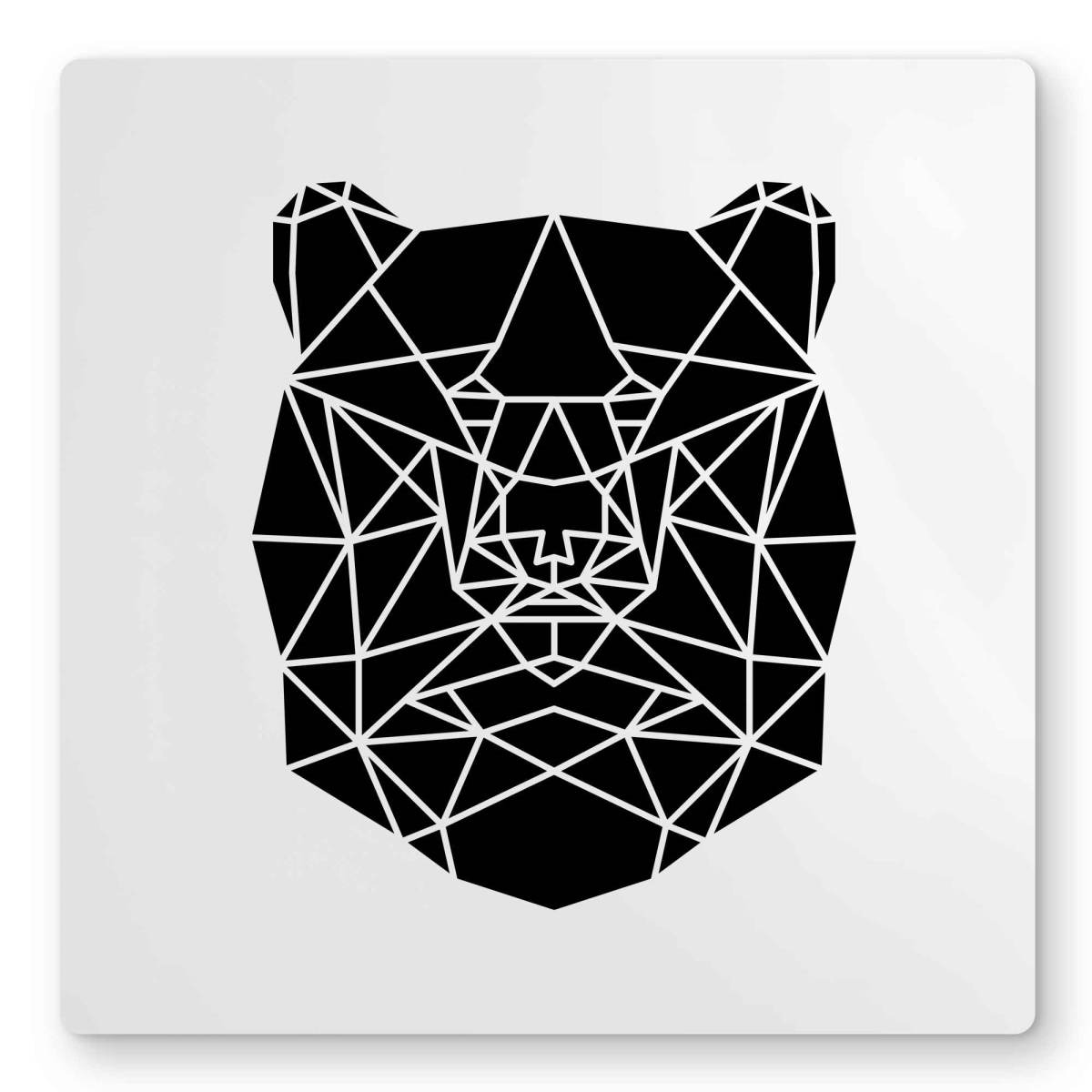 C1MP1616SI3M0K 16 x 16 in. Geometric Bear Head Wall Art - White Office Metal Print
