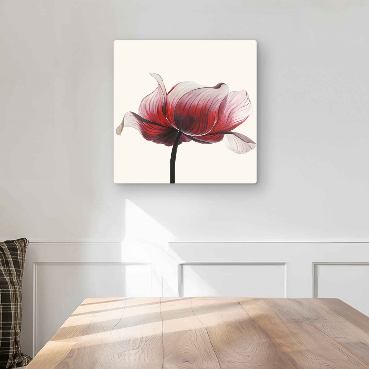 C1MP1616UXB0W8 16 x 16 in. Anemone Flower - Romantic Black Metal Print Wall Art for Home Decor