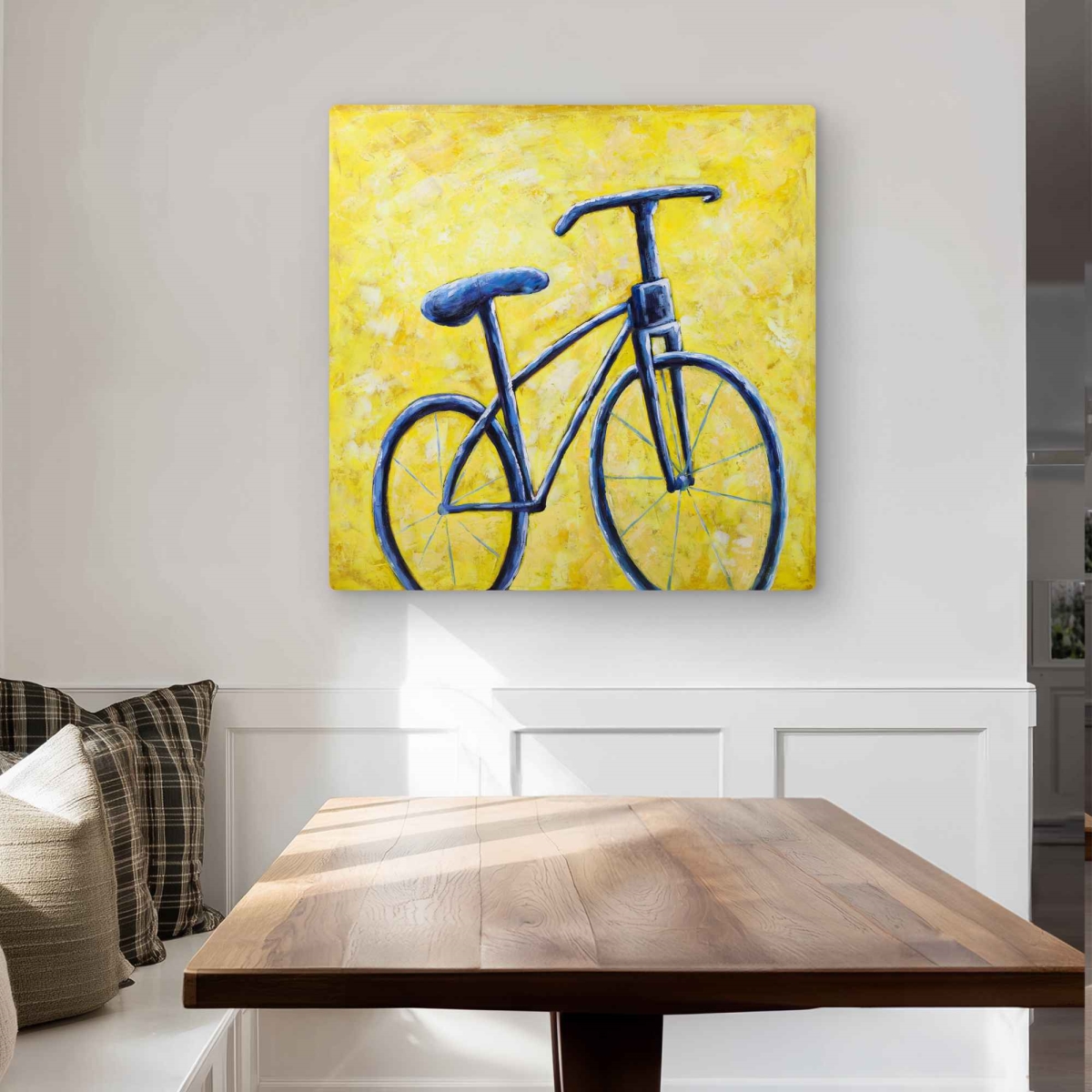 C1MP3232DQO30Q 32 x 32 in. Blue Bike Abstract - Metal Print Wall Art for Home Decor - Unique Art