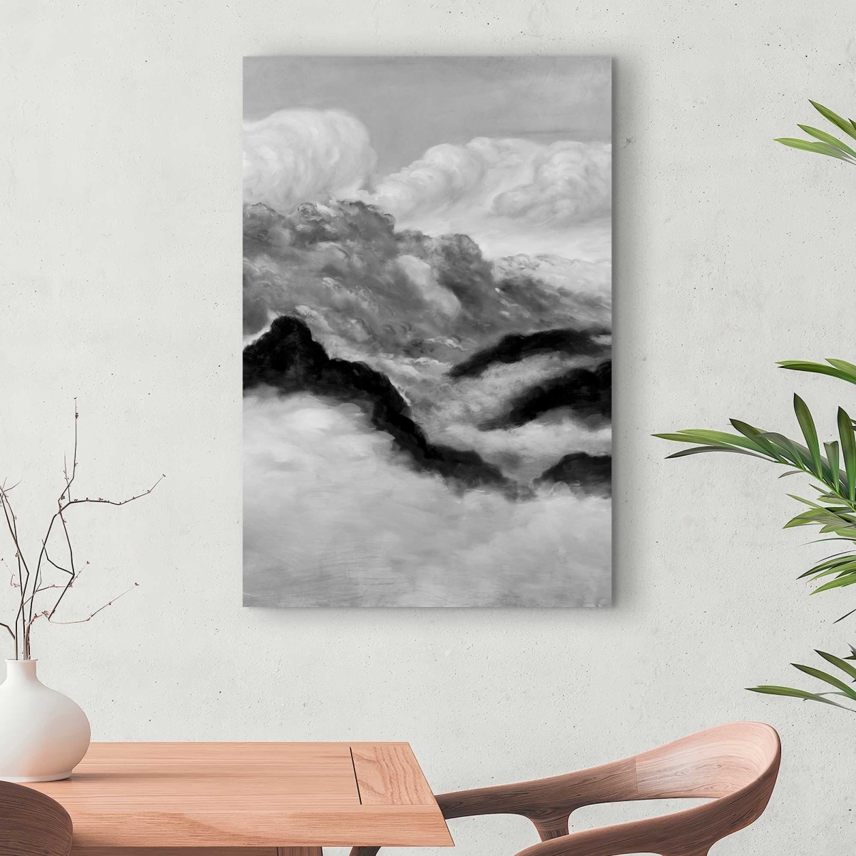 C1RC2436RNQNML 24 x 36 in. Grey Clouds - Black & White Office Canvas for Home Decor