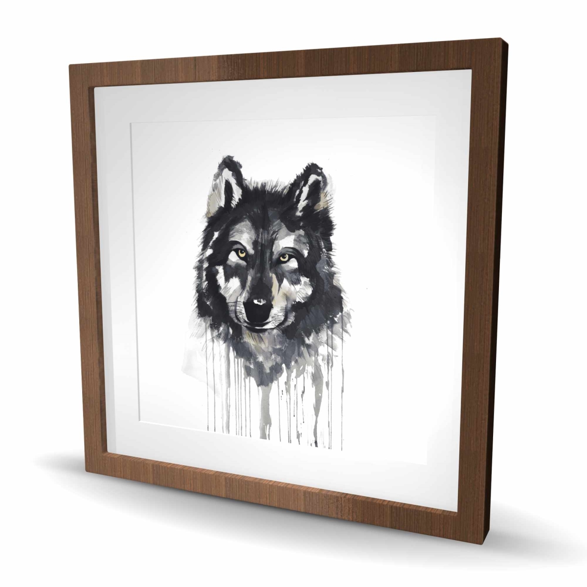 C1FM2424EXS3AZ 24 x 24 in. Mysterious Wolve - Rustic Framed Matted Print Wall Art for Home Decor