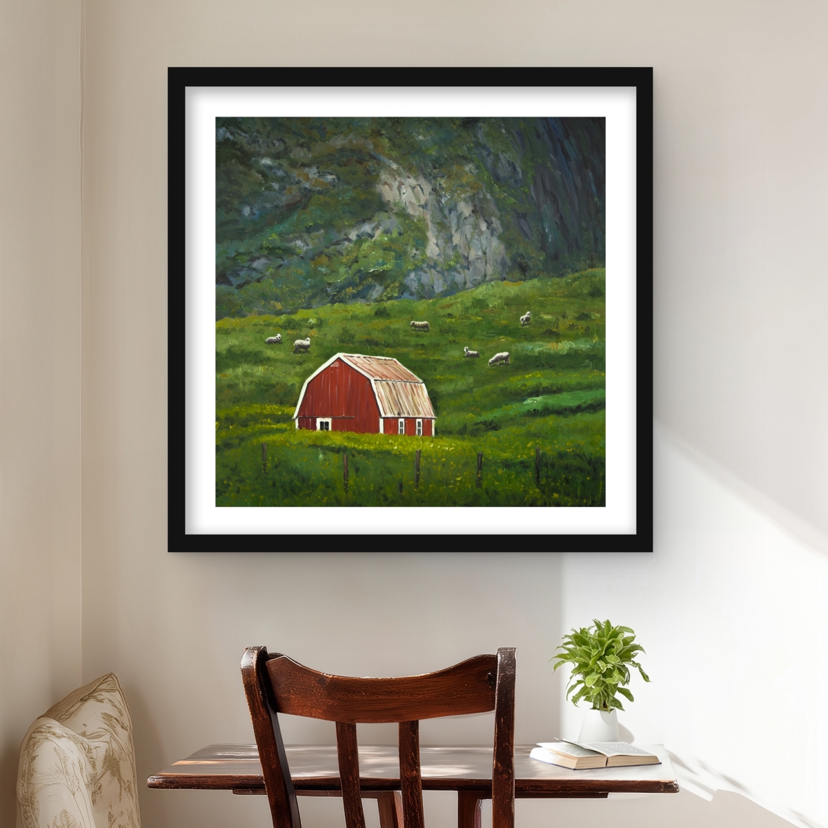 C1FM2424HVPFEY 24 x 24 in. Life in the Countryside - Rustic Framed Print Wall Art for Home Decor