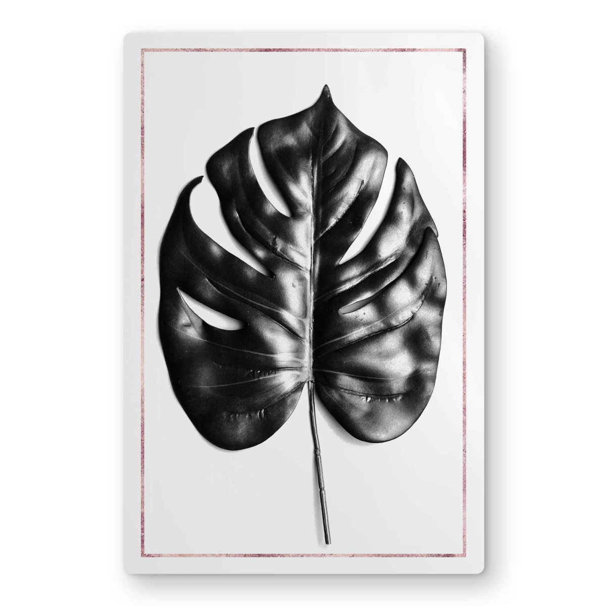 C1MP1218ONQ7WV 12 x 18 in. Split Leaf Philodendron with Rose Line Wall Art - Bedroom Metal Print