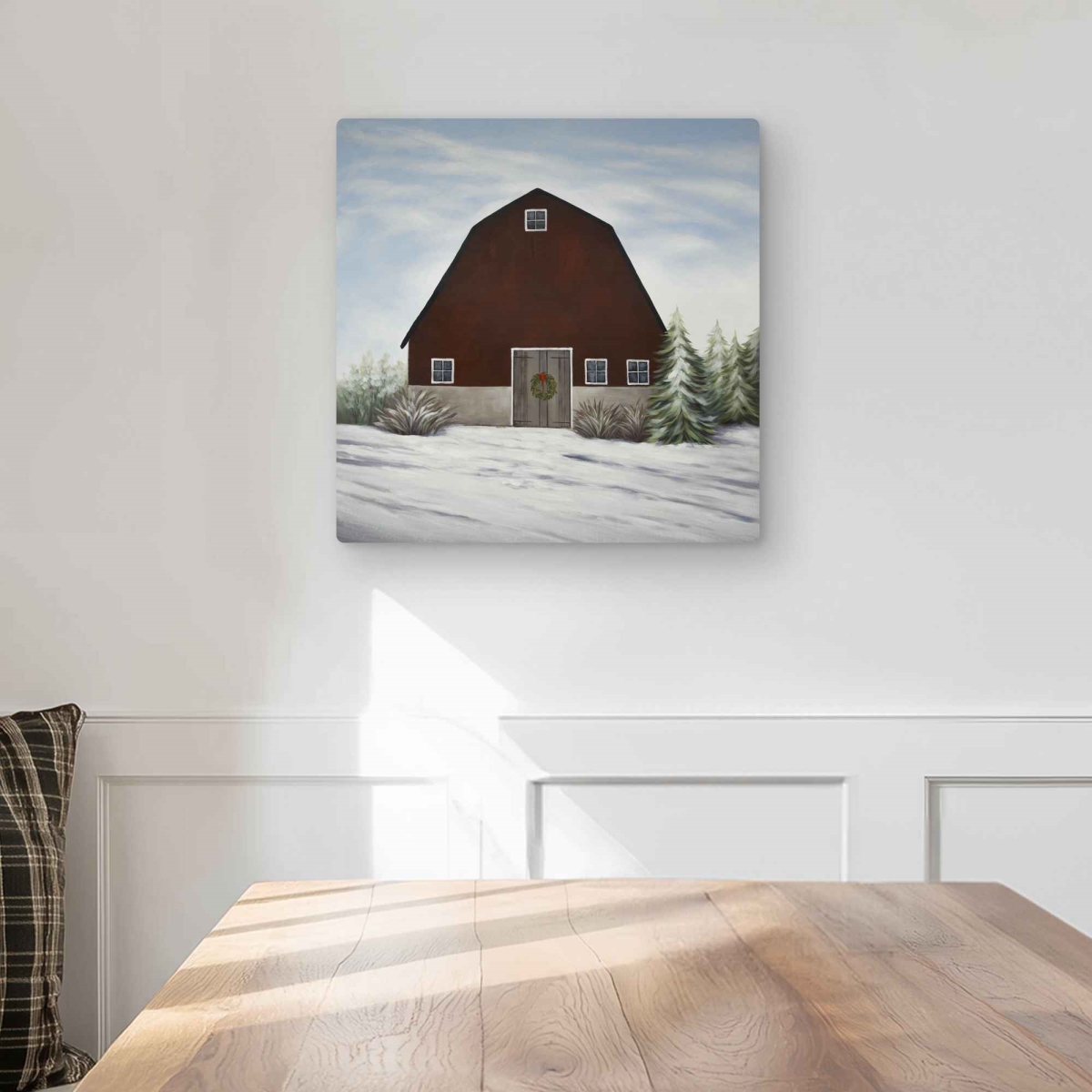 C1MP1616OSIQ2B 16 x 16 in. It Winter on the Farm Wall Art - Bedroom Seasons Metal Print Decor
