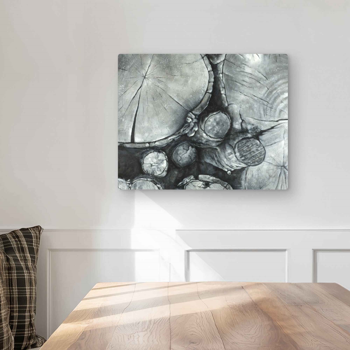 C1MP1620UUMY9U 16 x 20 in. Textured Wooden Logs - Unique Metal Print Wall Art for Home Decor