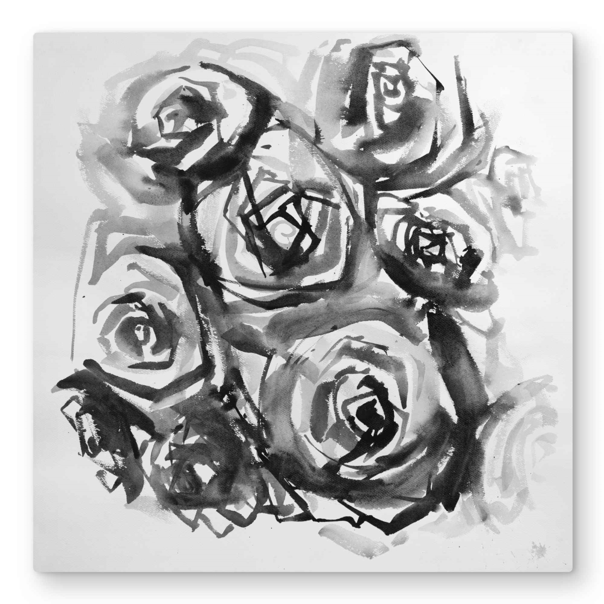 C1MP32328LGOCC 32 x 32 in. Monochrome Abstract Roses - Black Floral Metal Print Wall Art - Decor