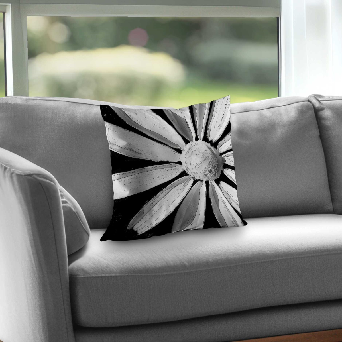 C1PC1616B2RLCN 16 x 16 in. Desaturated Flower - White Poly Twill Throw for Home Decor
