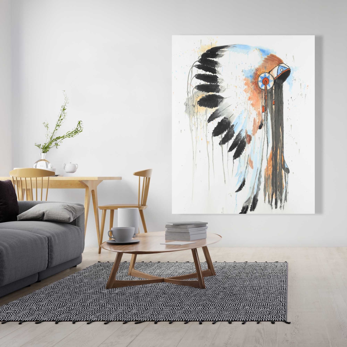 C1RC4860BU2ES4 48 x 60 in. Indian War Bonnet - Black Office Canvas for Home Decor