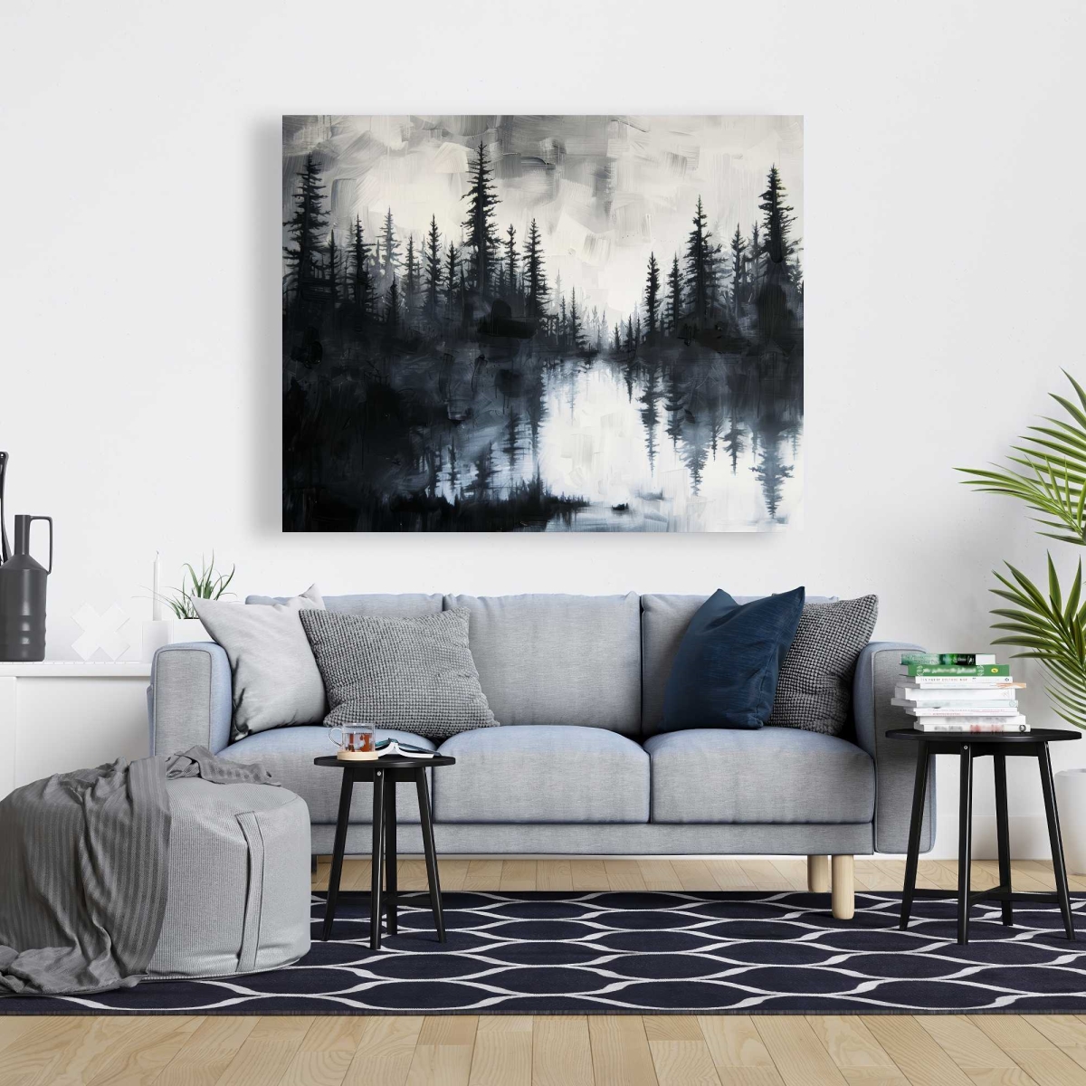 C1RC4860J5L1S6 48 x 60 in. Abstract Lake - Blue Canvas Art - Modern Design