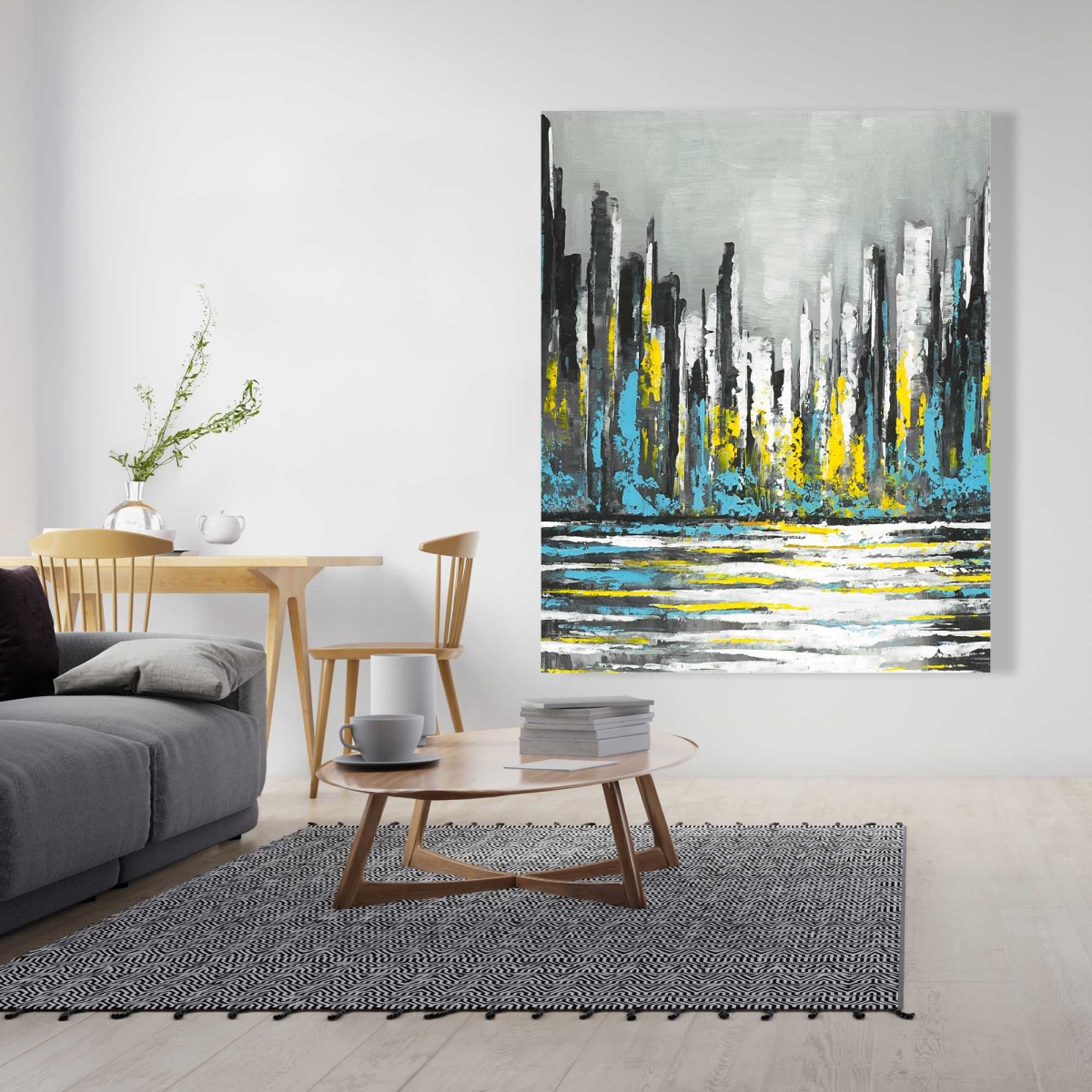 C1RC4860JTNOPS 48 x 60 in. Abstract Blue Skyline - Modern Office Canvas for Home Decor