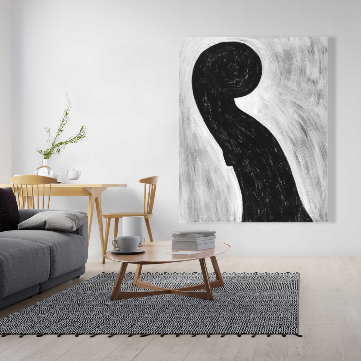 C1RC4860M3NZFP 48 x 60 in. Scroll Violin - Monochrome Object Canvas for Home Decor