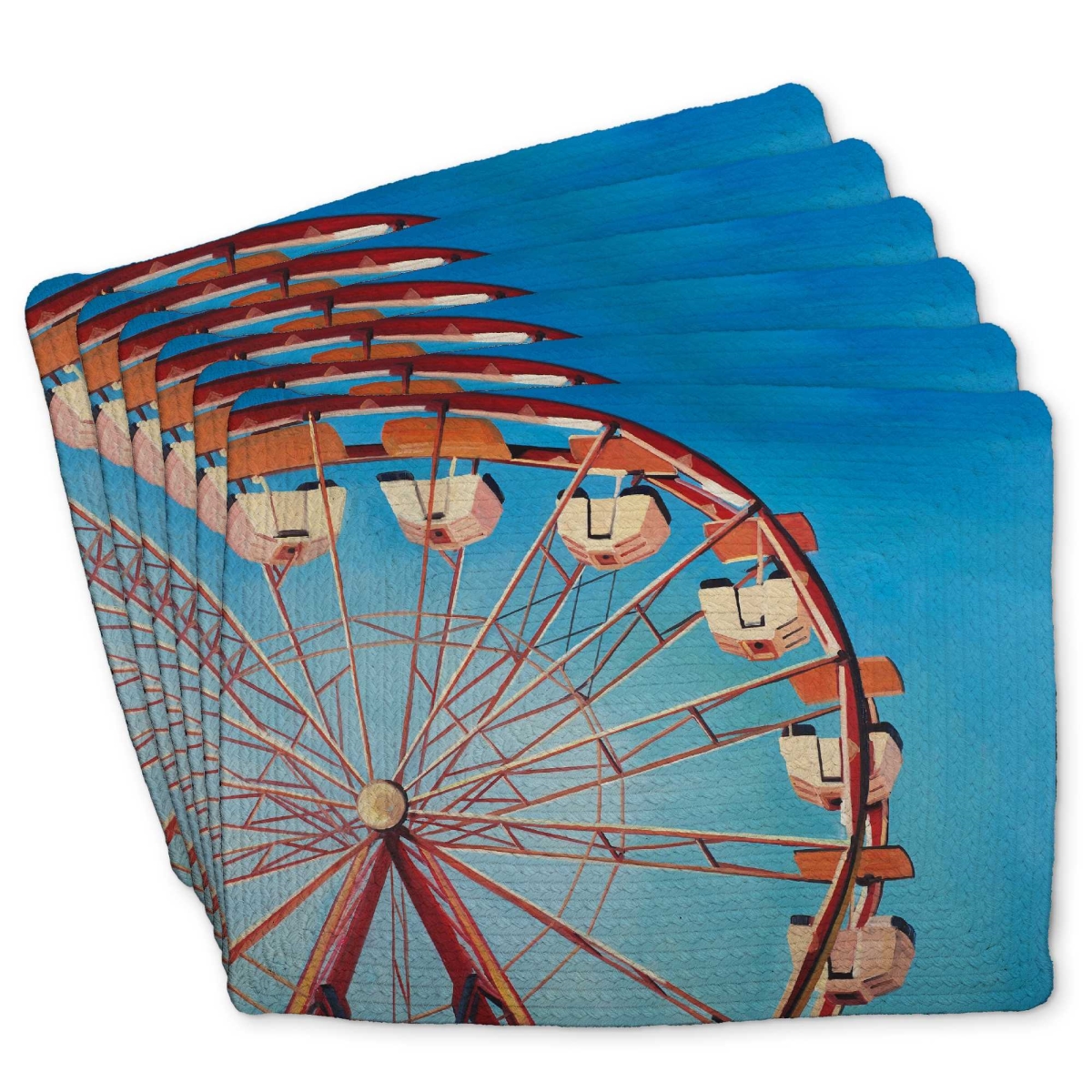 Picture of Begin Home Decor C6BP1418H5TCHS 14 x 18 in. Ferris Wheel Braided Polyester Placemat - Beautiful Decor - Set of 6