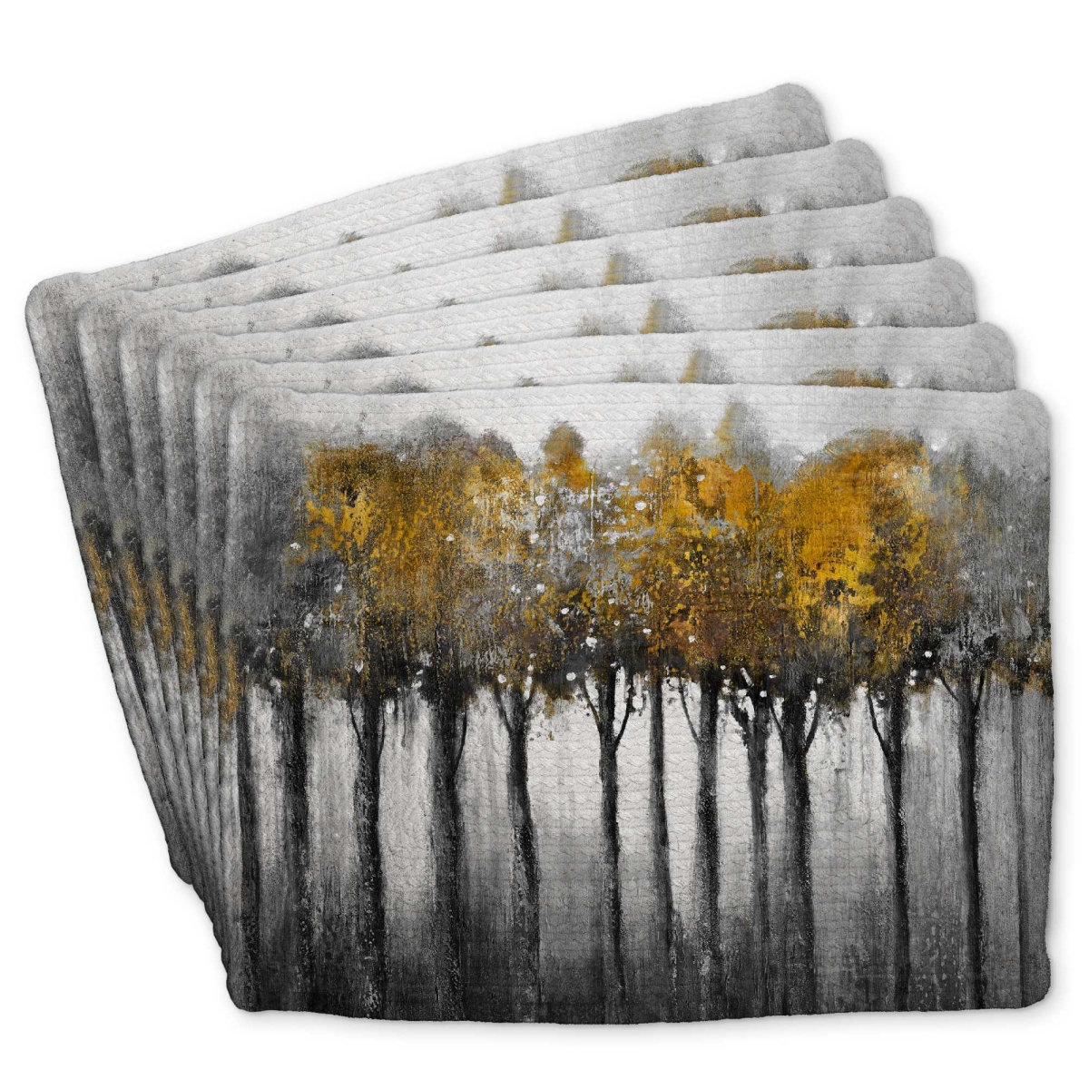 Picture of Begin Home Decor C6BP1418JL6WXE 14 x 18 in. Illuminated Forest Braided Polyester Placemat for Home Decor - Set of 6
