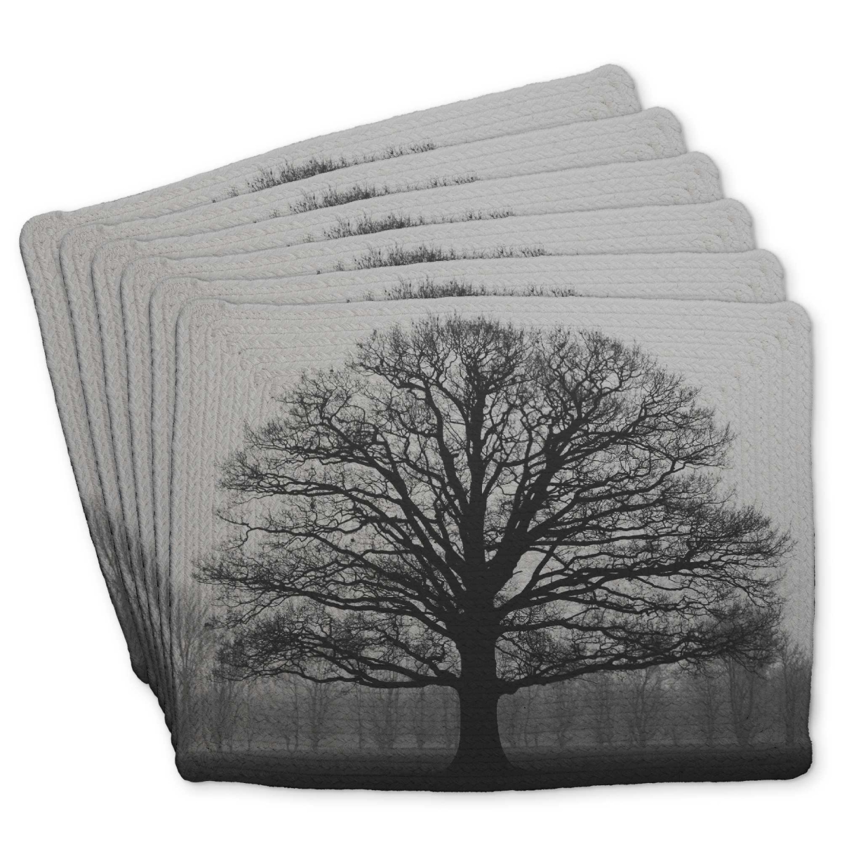 Picture of Begin Home Decor C6BP1418K7Z9ND 14 x 18 in. Ominous Tree Braided Polyester Placemat for Home Decor - Set of 6