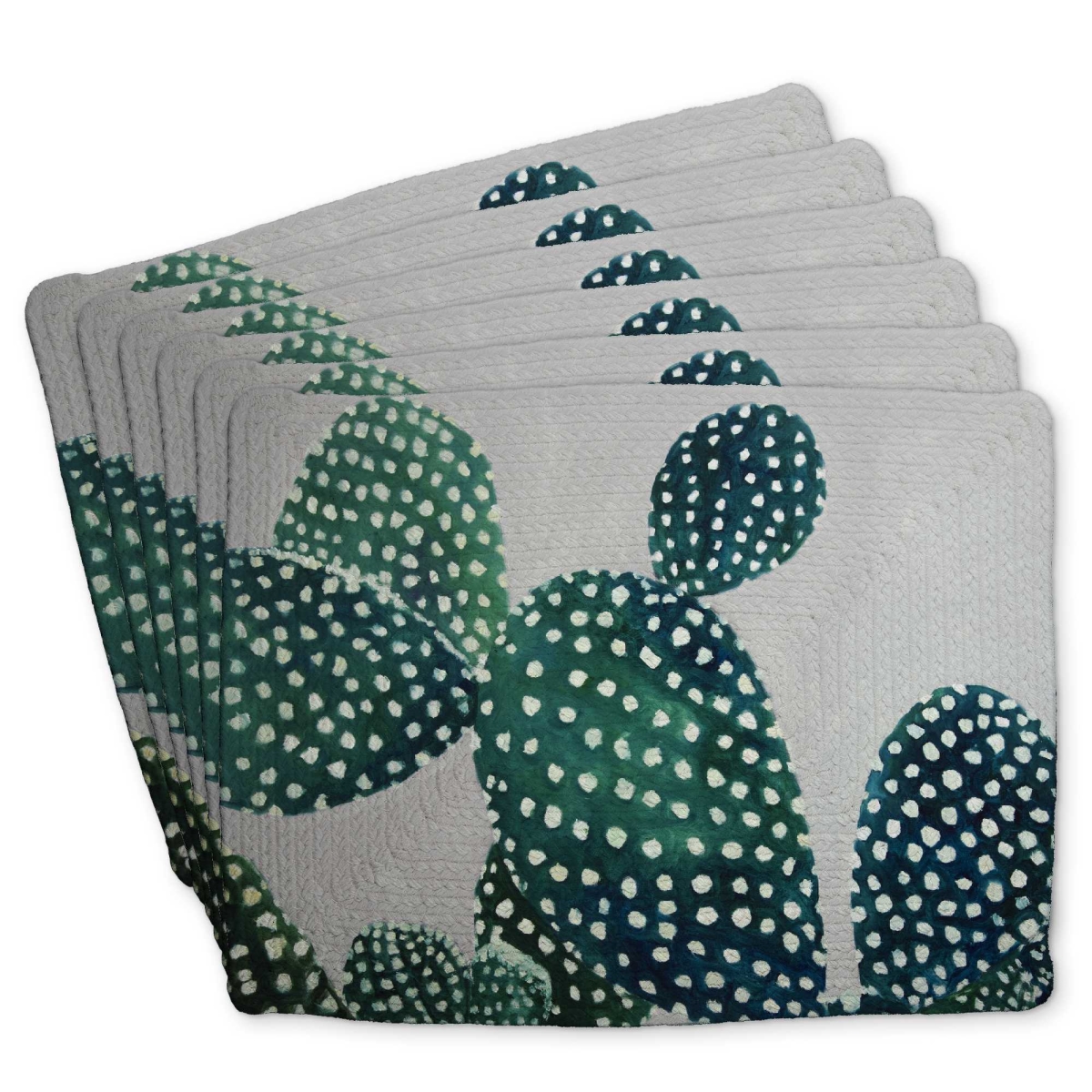 Picture of Begin Home Decor C6BP1418MI9MJH 14 x 18 in. Opuntia Cactus - Braided Polyester Placemat for Home Decor - Set of 6
