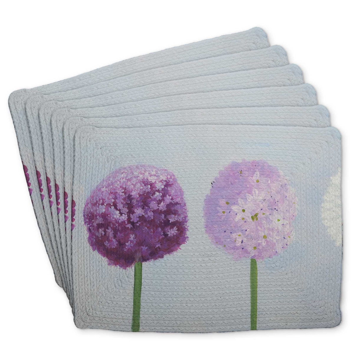 Picture of Begin Home Decor C6BP1418PFK64Q 14 x 18 in. Dahlia Pompon Braided Polyester Placemat - Home Decor Accent - Set of 6