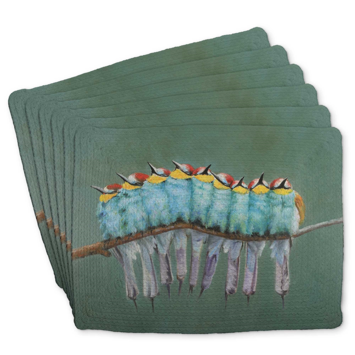 Picture of Begin Home Decor C6BP1418QUMVY0 14 x 18 in. Bunch of Birds on a Branch Braided Polyester Placemat - Set of 6