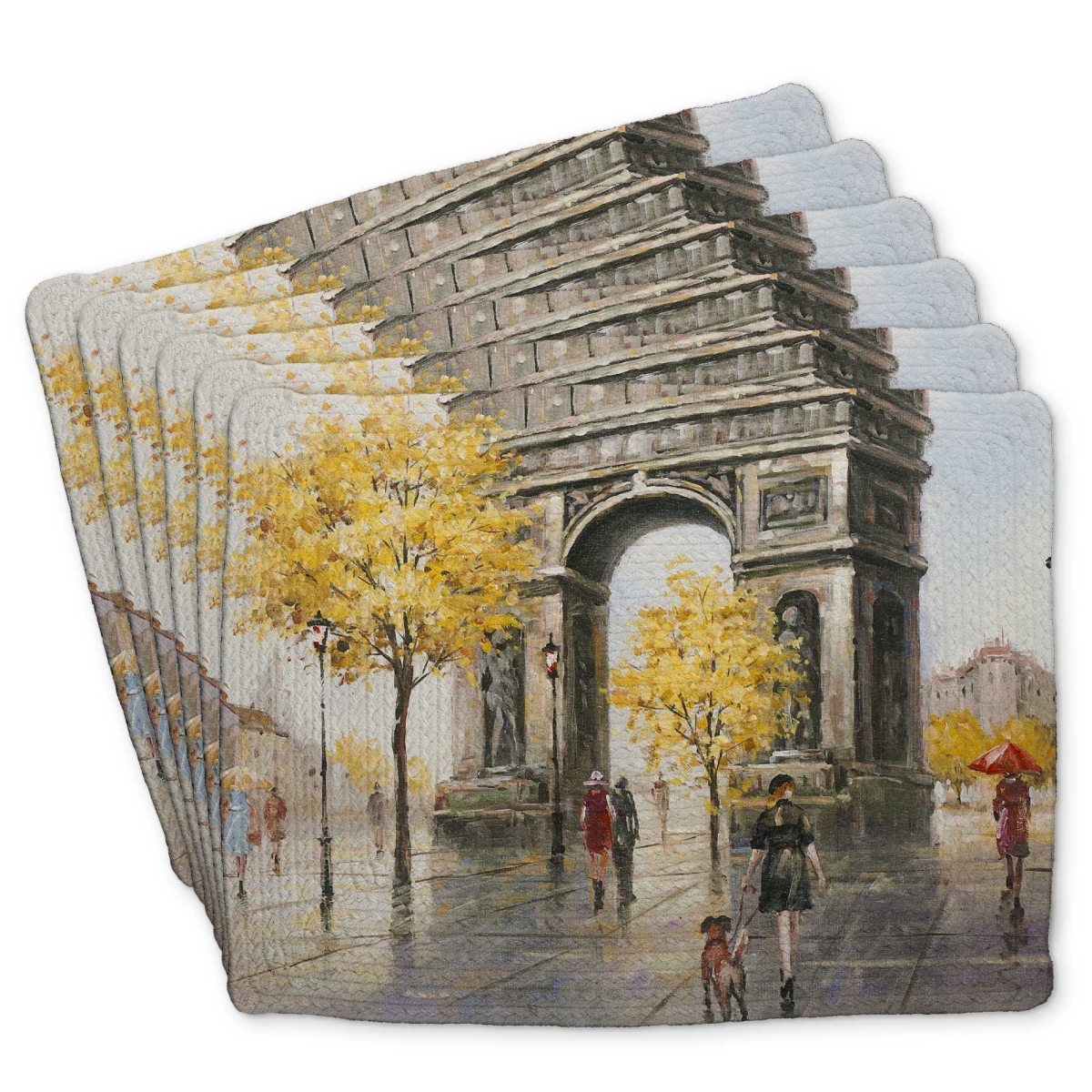 Picture of Begin Home Decor C6BP1418QZ02OB 14 x 18 in. Arc De Triomphe to Paris Braided Polyester Placemat - Decor - Set of 6