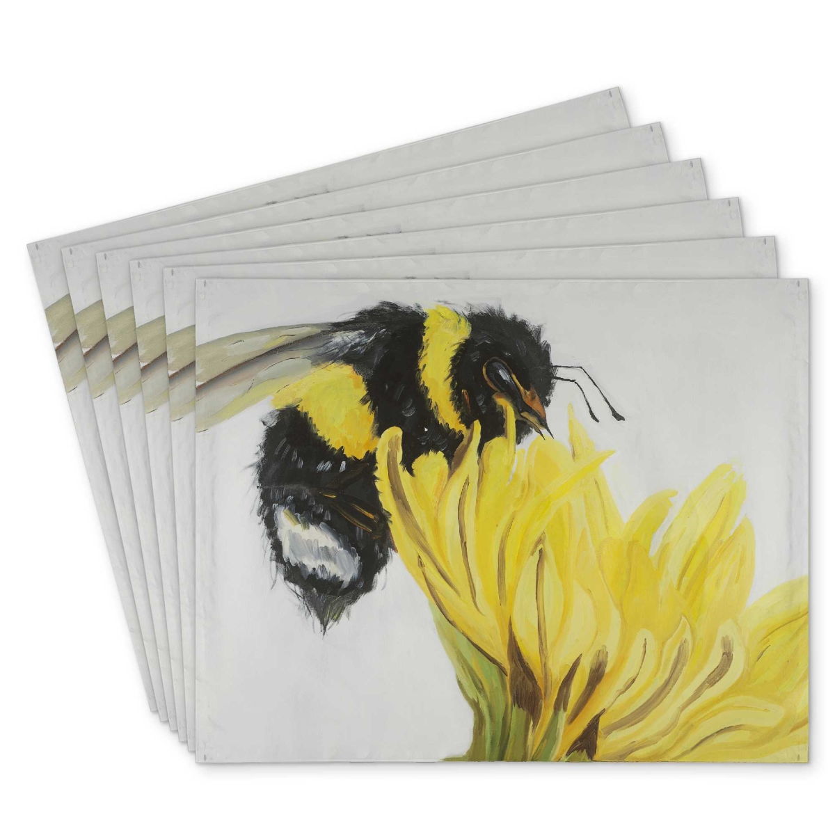 Picture of Begin Home Decor C6PP14181A5BES 14 x 18 in. Little Bumblebee on a Dandelion - Polyester Placemat - Decor - Set of 6