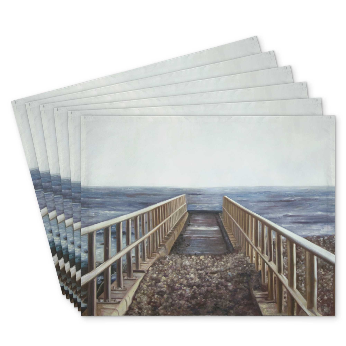 Picture of Begin Home Decor C6PP141873Q0IL 14 x 18 in. Relaxing Beach Polyester Placemat - Stylish Table - Set of 6