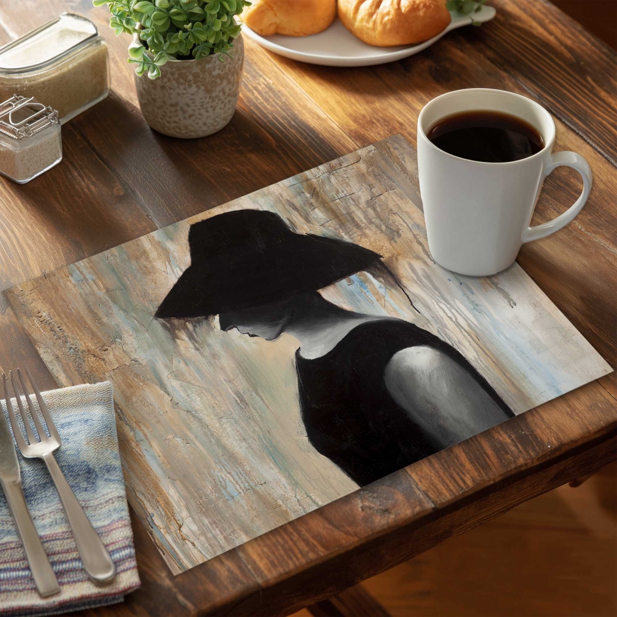 Picture of Begin Home Decor C6PP14189TVODY 14 x 18 in. Audrey Hepburn Big Hat Polyester Placemat - Home Decor - Set of 6