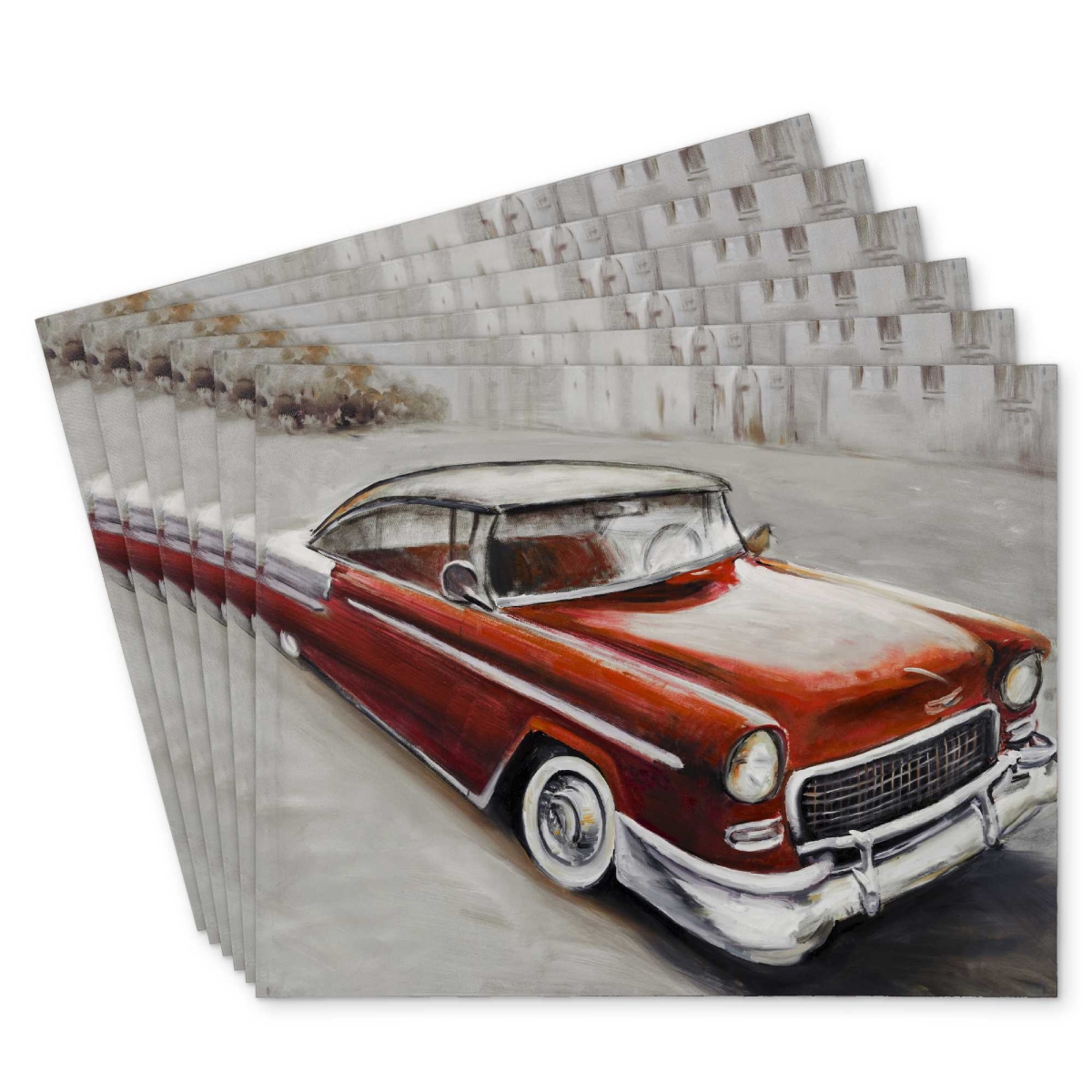 Picture of Begin Home Decor C6PP1418ADE38I 14 x 18 in. Vintage Classic Car Polyester Placemat - Home Decor Accent - Set of 6