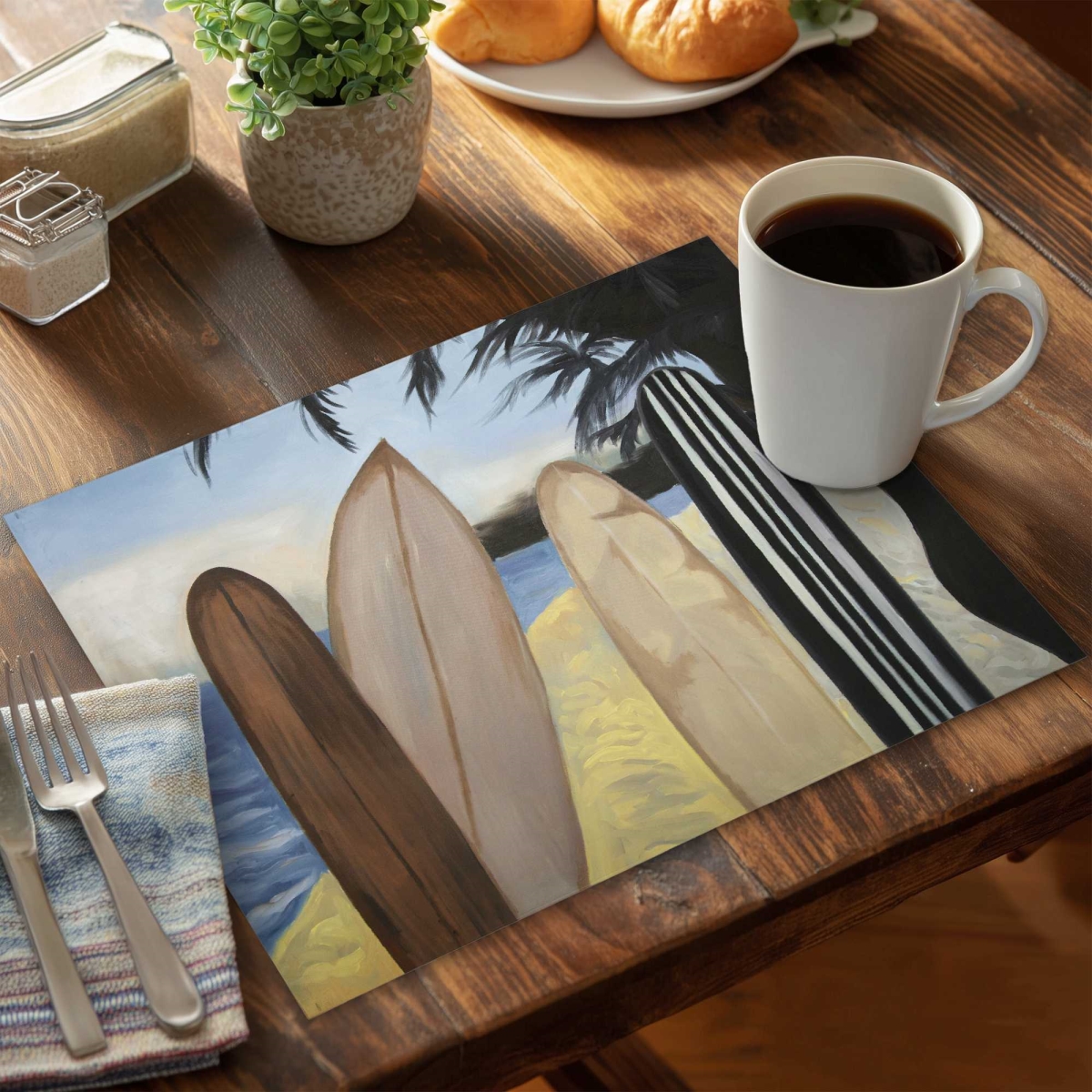 Picture of Begin Home Decor C6PP1418FN1CGQ 14 x 18 in. Surfboards Polyester Placemat - Stylish Home Decor Accent - Set of 6