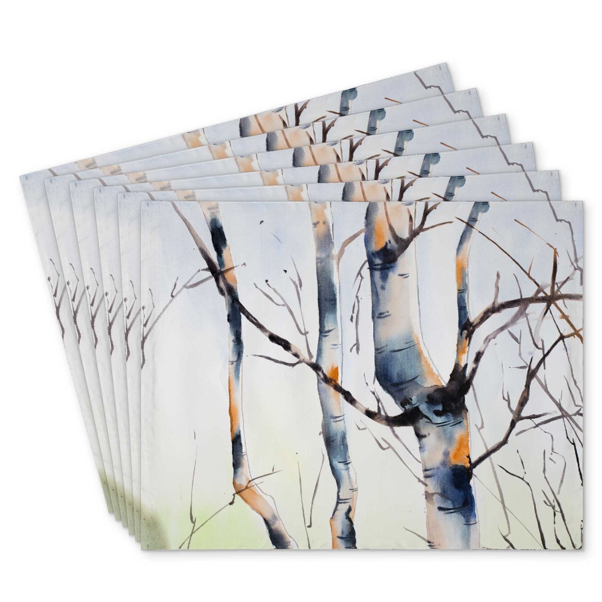 Picture of Begin Home Decor C6PP1418LJO3YF 14 x 18 in. Three Small Birch Trees Polyester Placemat - Home Decor - Set of 6