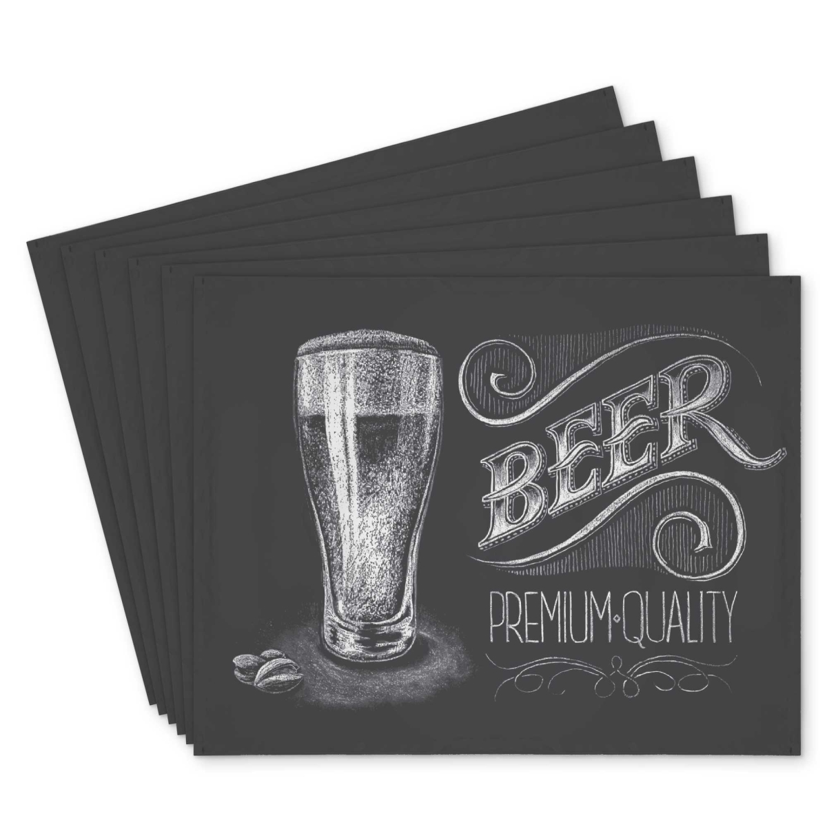 Picture of Begin Home Decor C6PP1418N3EA7K 14 x 18 in. Vintage Beer Signboard Polyester Placemat for Home Decor - Set of 6