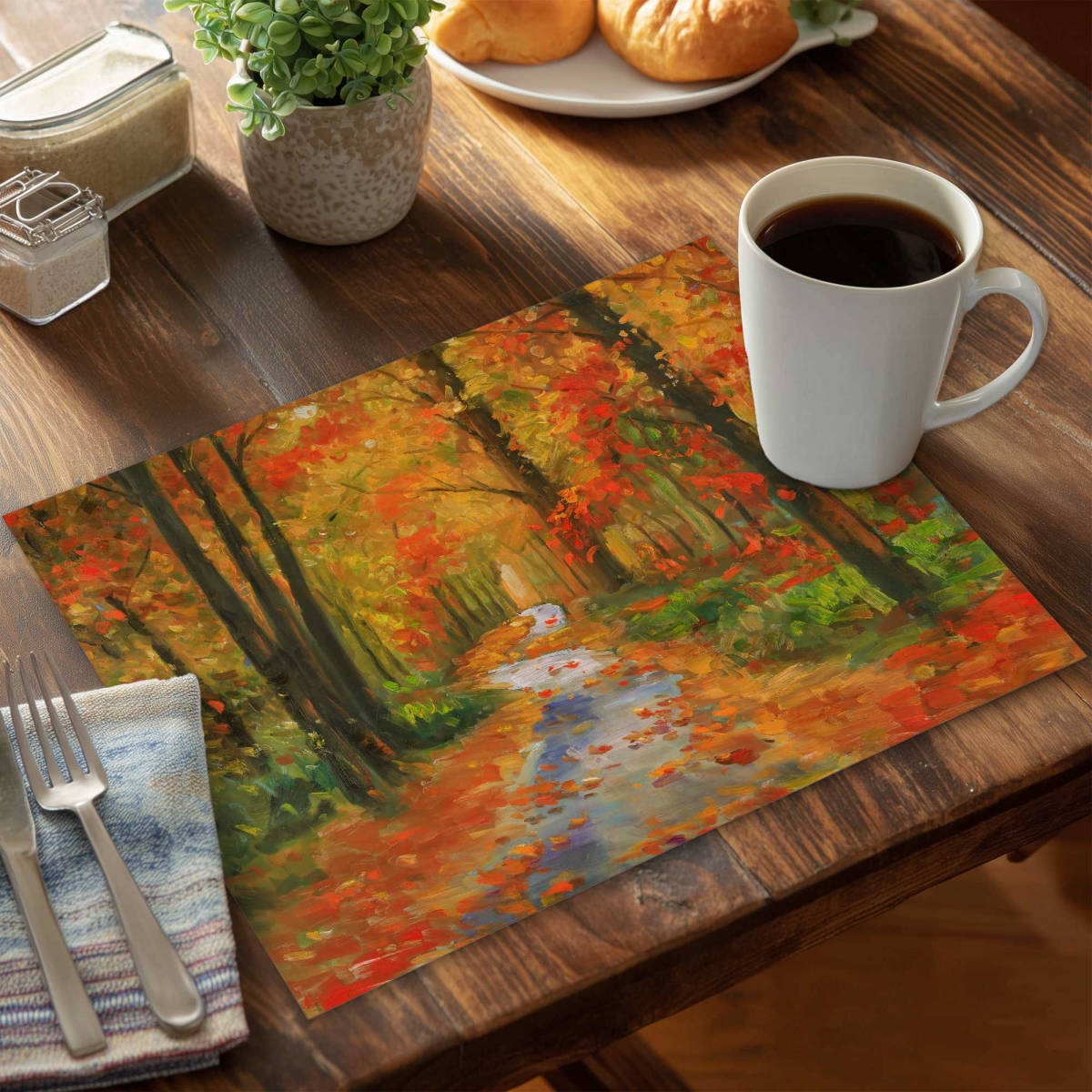 Picture of Begin Home Decor C6PP1418NUWEG4 14 x 18 in. Autumn Trail Polyester Placemat - Stylish Home Decor Accent - Set of 6