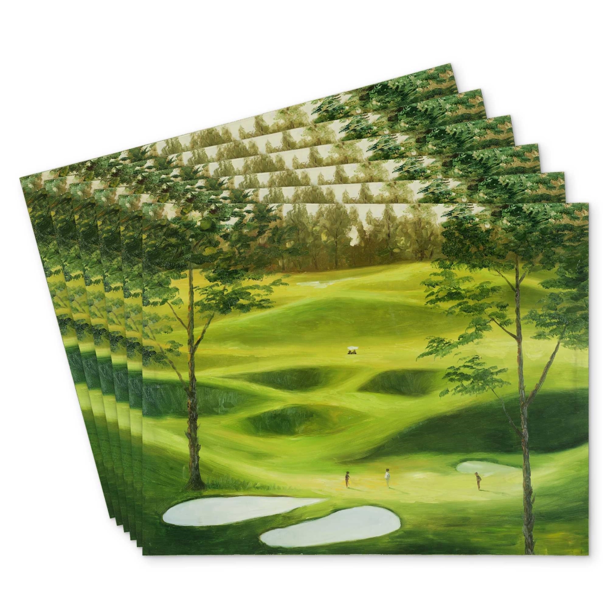 Picture of Begin Home Decor C6PP1418QCZPIP 14 x 18 in. Big Golf Course Polyester Placemat for Stylish Home Decor - Set of 6