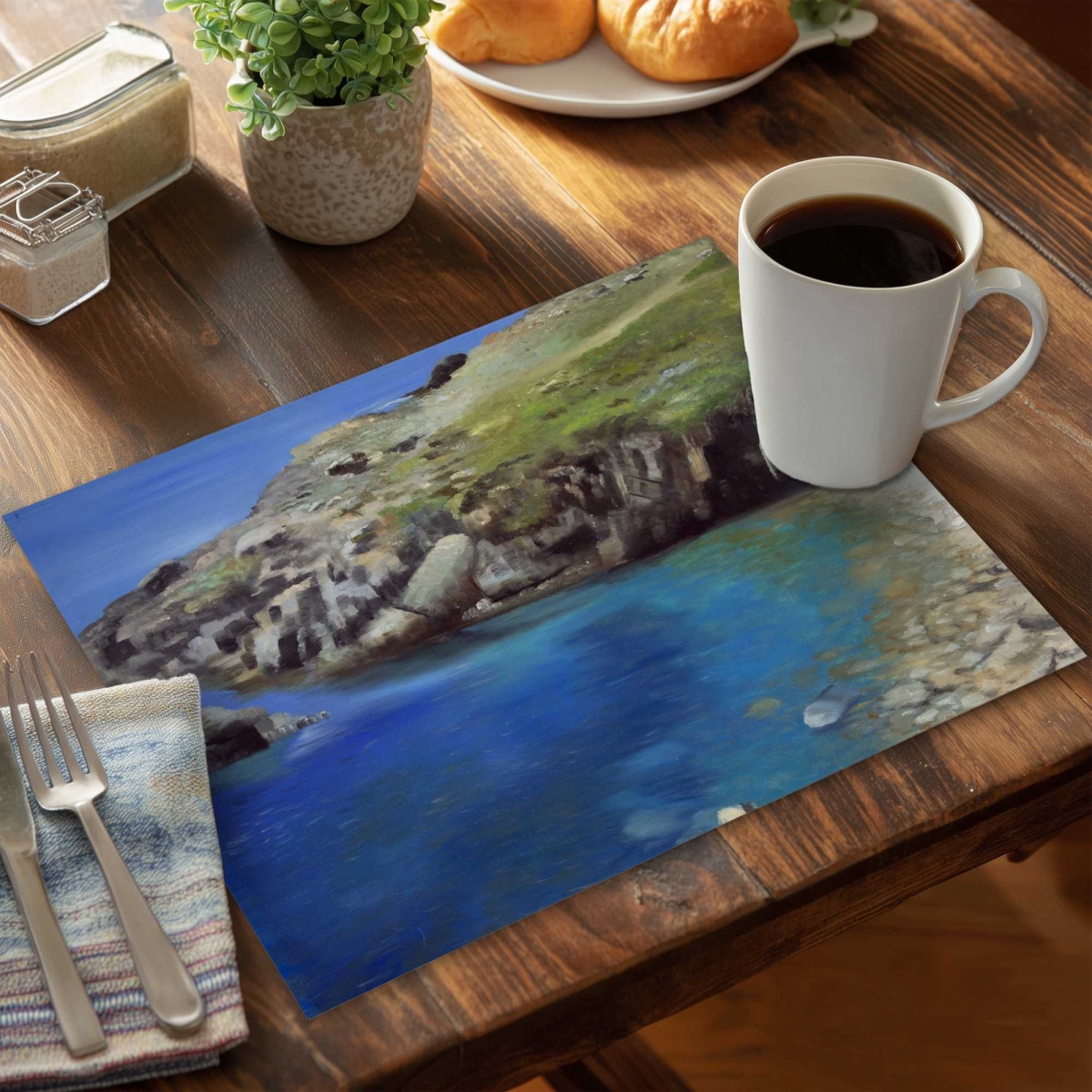 Picture of Begin Home Decor C4PP1418DV0N1G 14 x 18 in. Spanish Coast Polyester Placemat - Stylish Home Decor - Set of 4