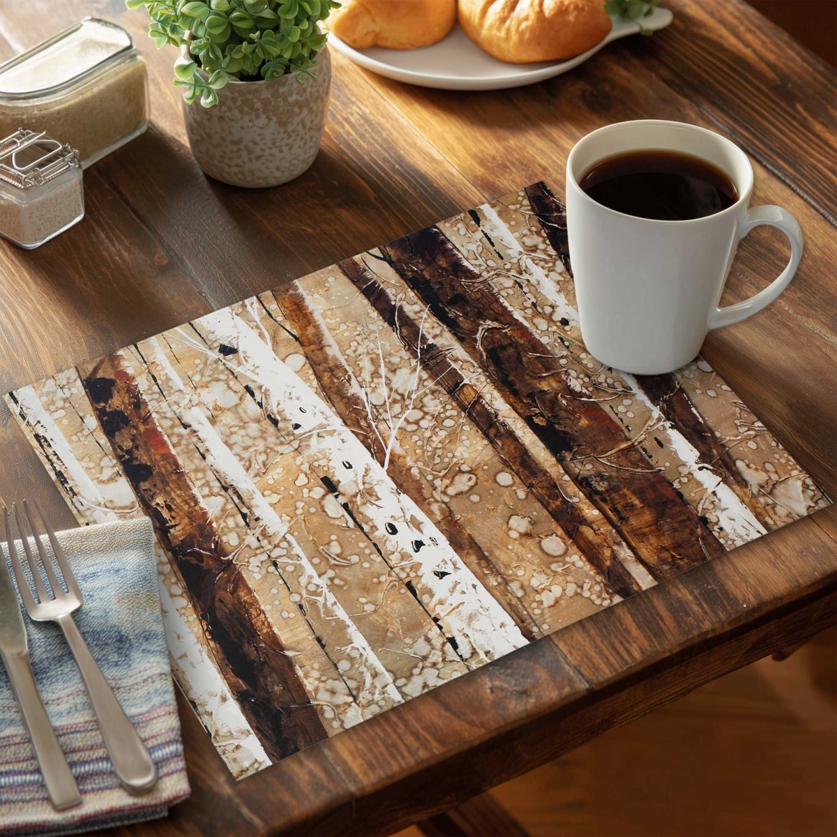 Picture of Begin Home Decor C4PP1418E3QP5A 14 x 18 in. Tree Trunks Polyester Placemat - Stylish Home Decor Accent - Set of 4
