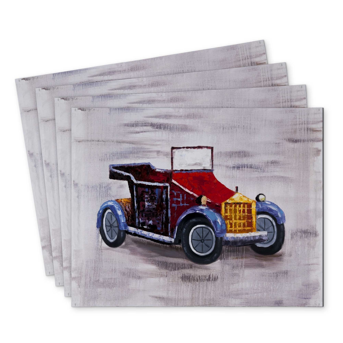 Picture of Begin Home Decor C4PP1418IE53Y7 14 x 18 in. Vintage Toy Car Polyester Placemat - Unique Design - Set of 4