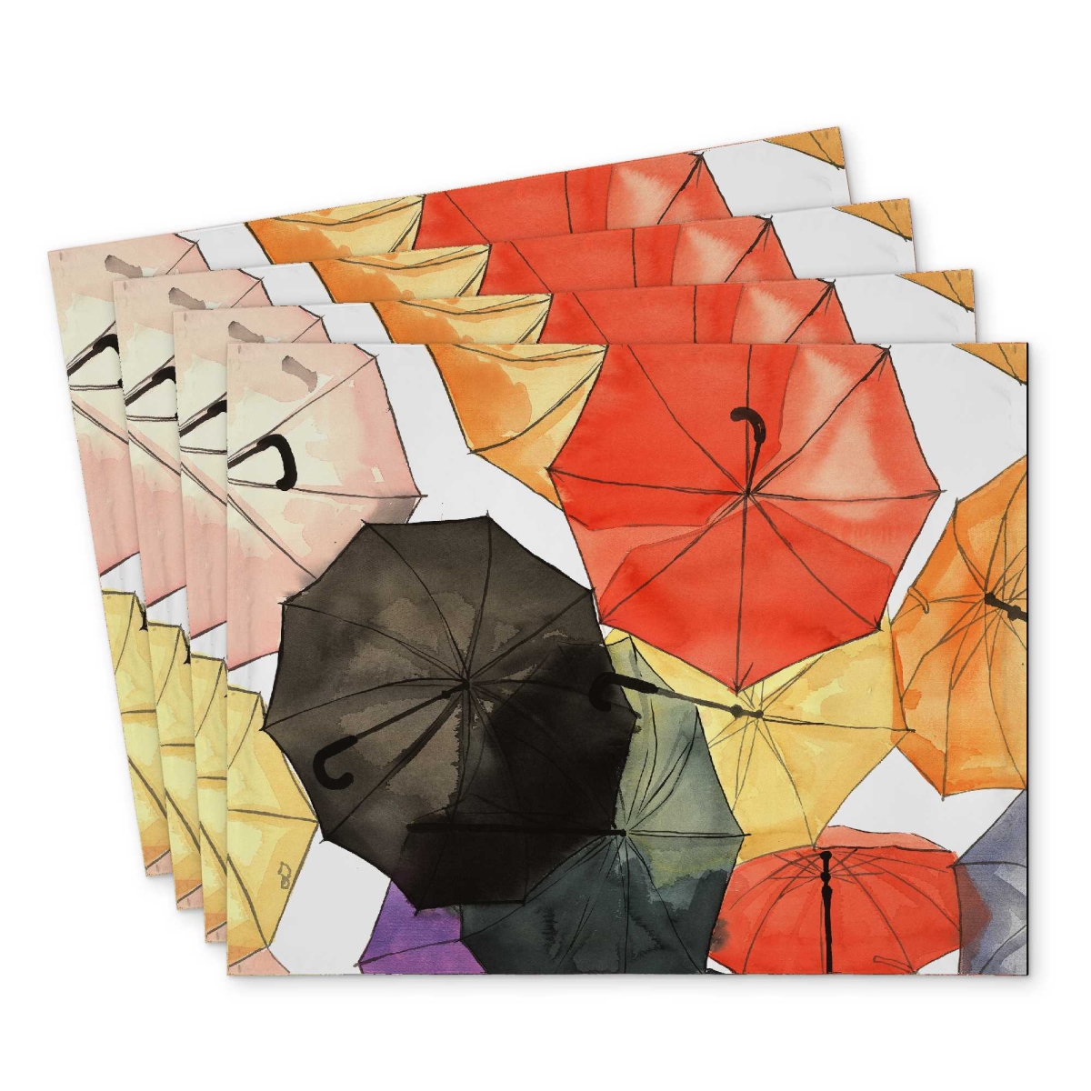 Picture of Begin Home Decor C4PP1418OL7NJO 14 x 18 in. Suspended Umbrellas - Polyester Placemats for Home Decor - Set of 4