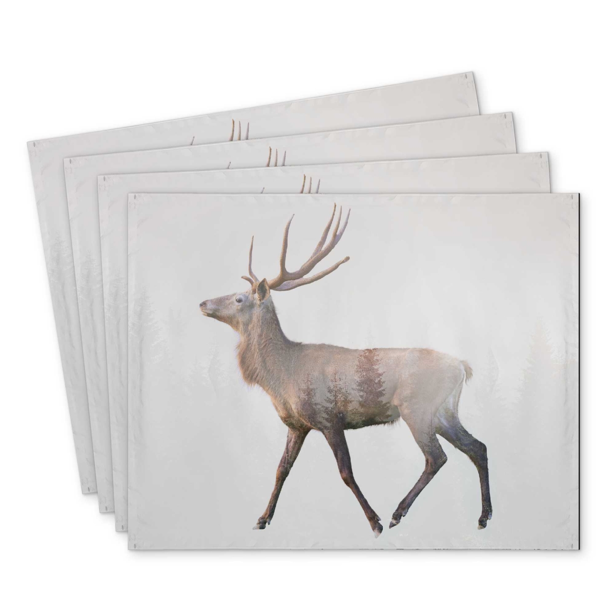 Picture of Begin Home Decor C4PP1418PMVLKJ 14 x 18 in. Deer & Forest Polyester Placemat - Home Decor Accent - Set of 4