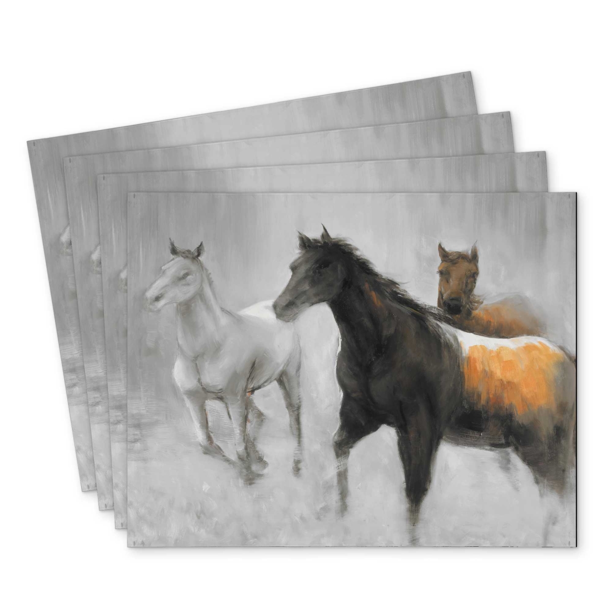Picture of Begin Home Decor C4PP1418TP8E7B 14 x 18 in. Abstract Herd of Horses Polyester Placemat - Home Decor - Set of 4