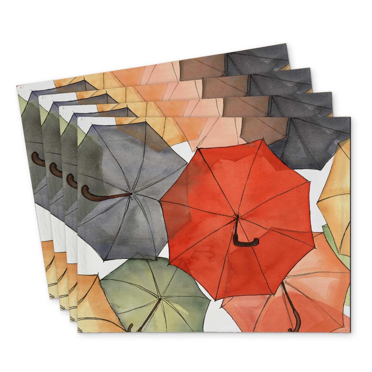 Picture of Begin Home Decor C4PP1418V6S9X0 14 x 18 in. Umbrellas of Petit Champlain - Polyester Placemat - Set of 4