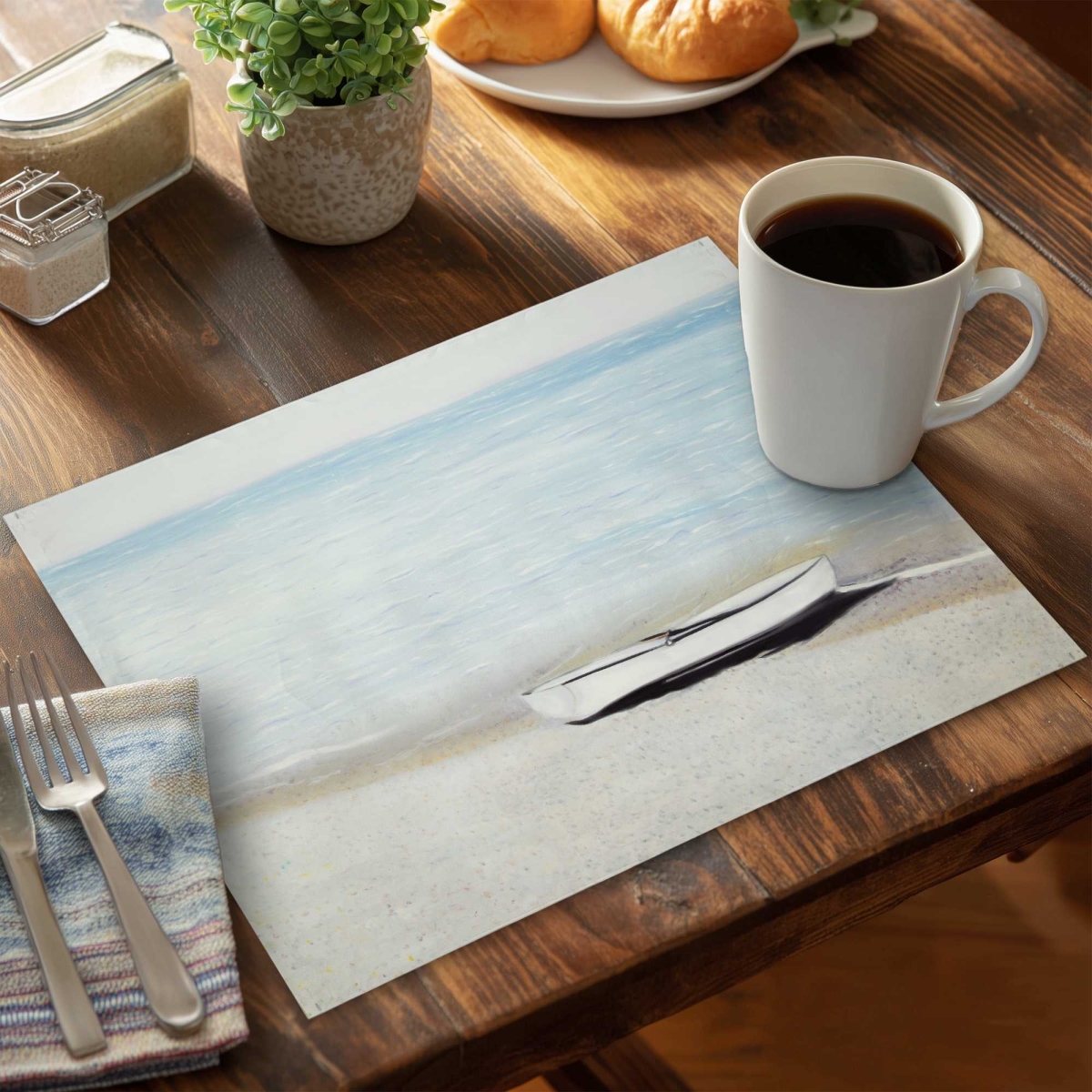 Picture of Begin Home Decor C4PP1418WZ291H 14 x 18 in. Along The Sea Polyester Placemat - Stylish Home Decor - Set of 4
