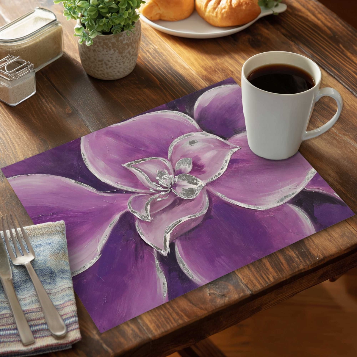 Picture of Begin Home Decor C4PP1418ZLGBPK 14 x 18 in. Purple Flower Closeup Polyester Placemat - Home Decor Accent - Set of 4