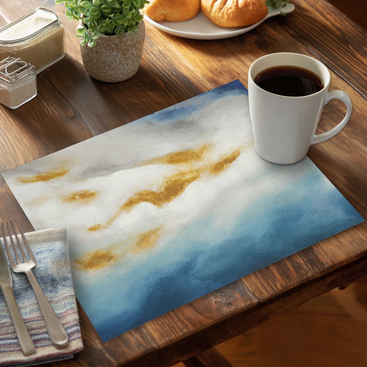 Picture of Begin Home Decor C4PP1418ZTV8MZ 14 x 18 in. Abstract Landscape Polyester Placemat - Home Decor Accent - Set of 4