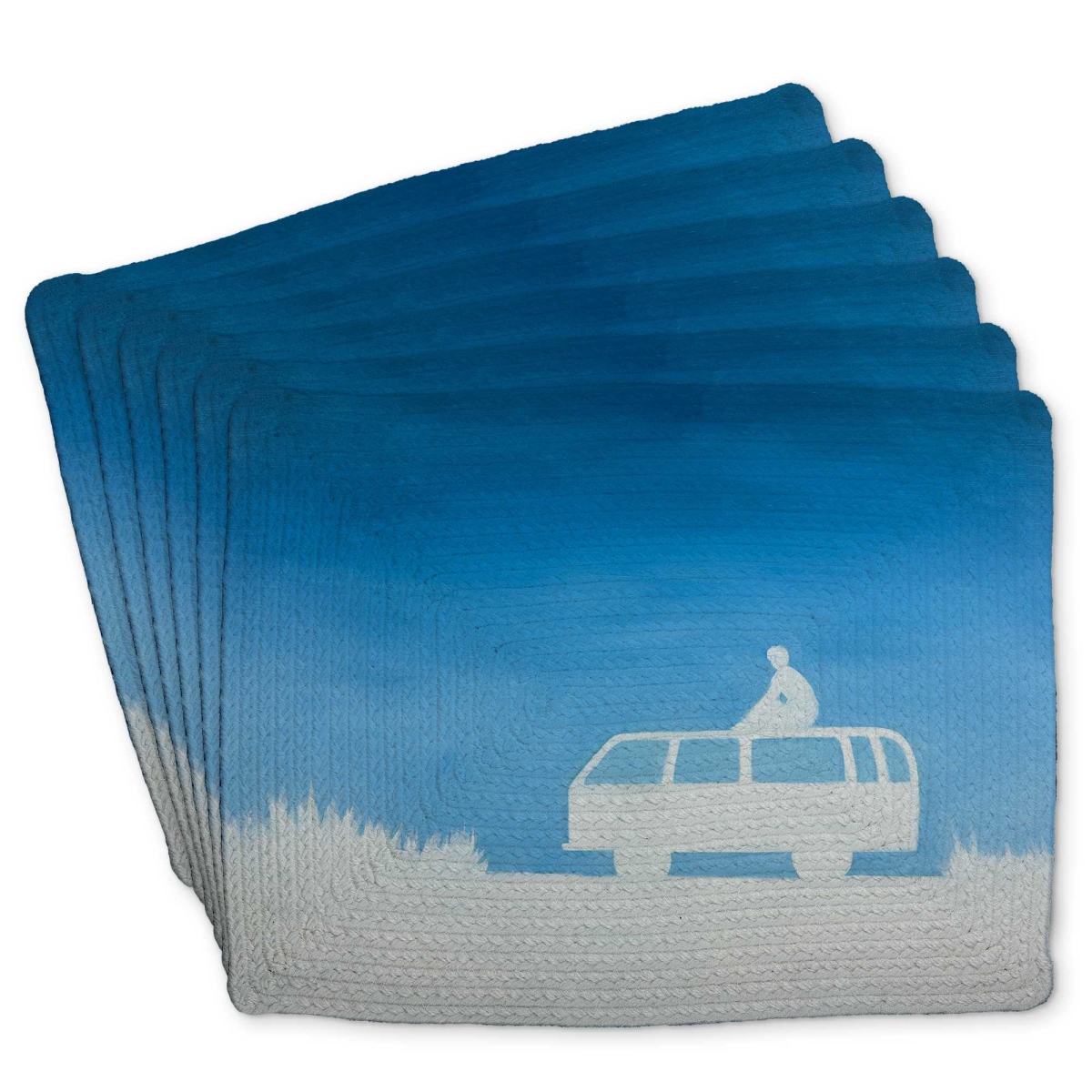Picture of Begin Home Decor C6BP14181O414Z 14 x 18 in. Relax Camping Car - Braided Polyester Placemat - Set of 6