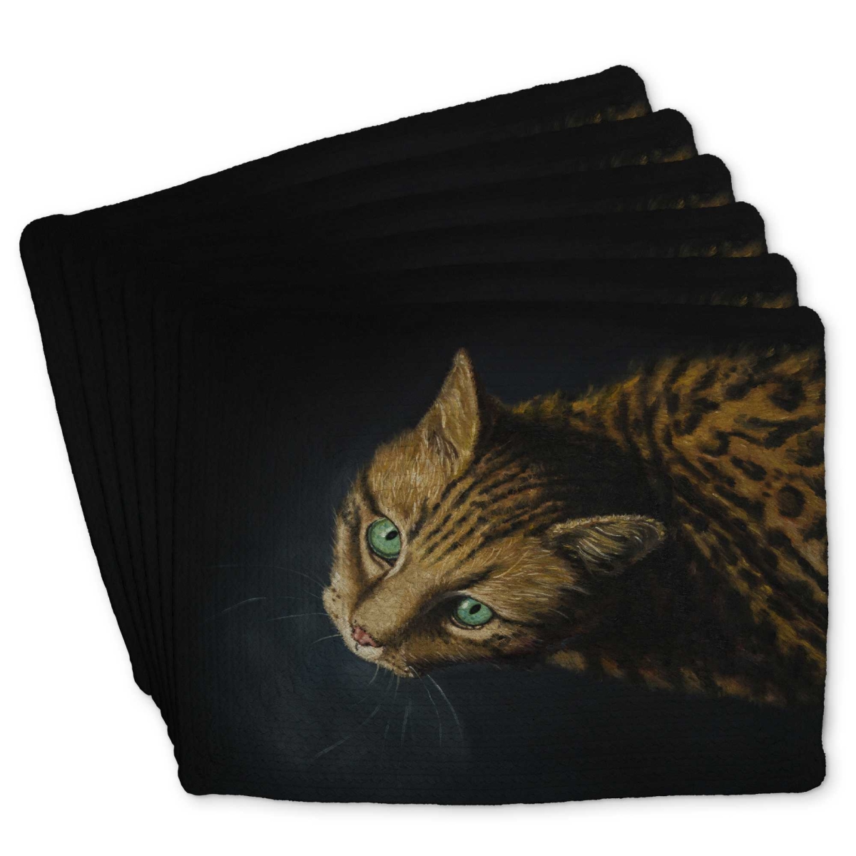 Picture of Begin Home Decor C6BP141855Z4K0 14 x 18 in. Bengal Cat Braided Polyester Placemat - Stylish Home Decor - Set of 6