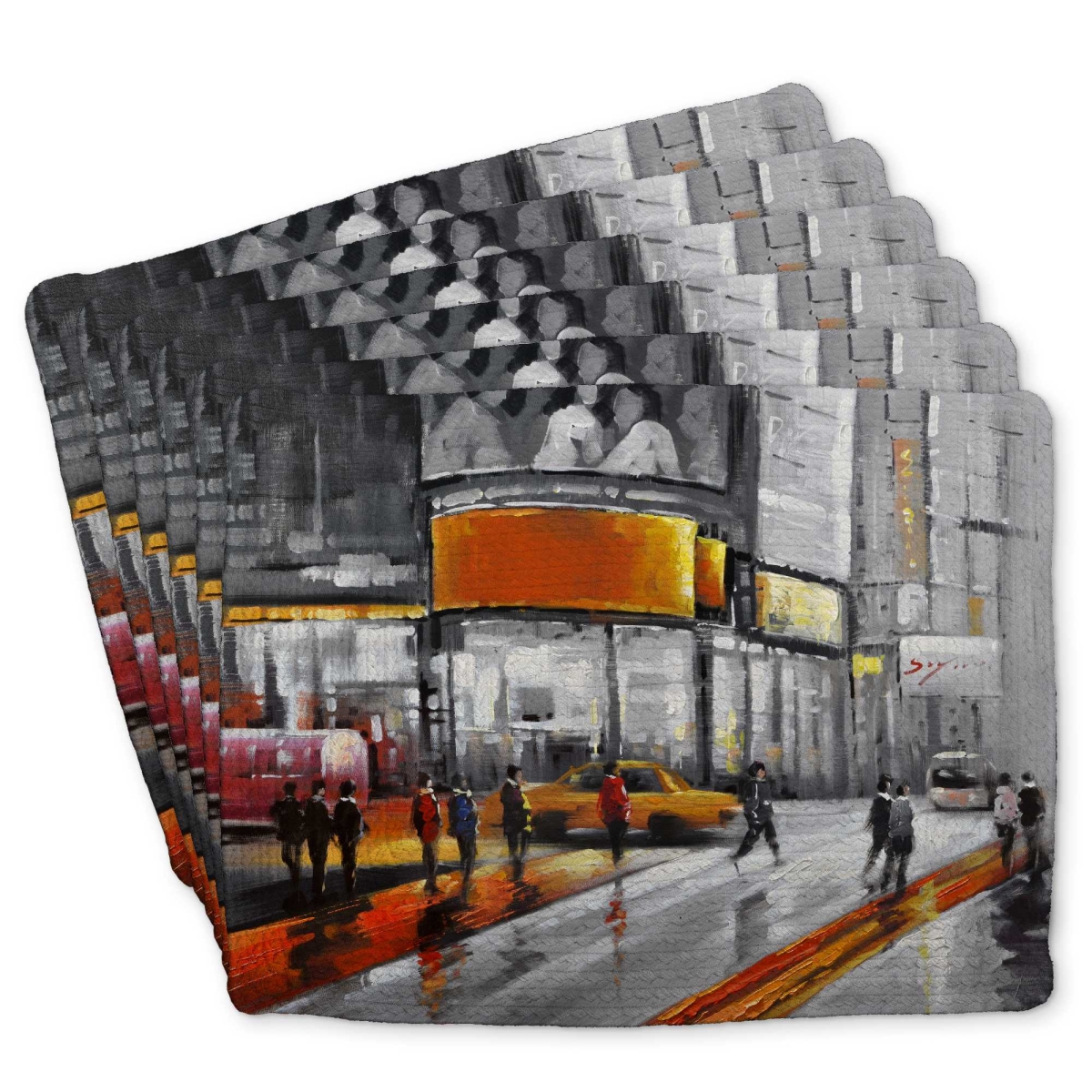 Picture of Begin Home Decor C6BP14187TDO9S 14 x 18 in. Circulation in Times Square - Braided Polyester Placemat - Set of 6