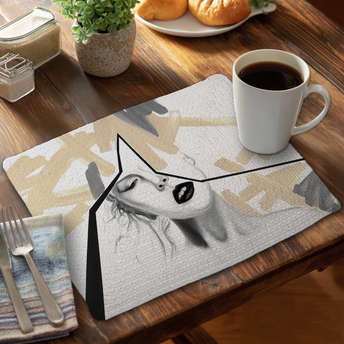 Picture of Begin Home Decor C6BP1418DNYNHC 14 x 18 in. Divided Woman - Braided Polyester Placemat for Home Decor - Set of 6