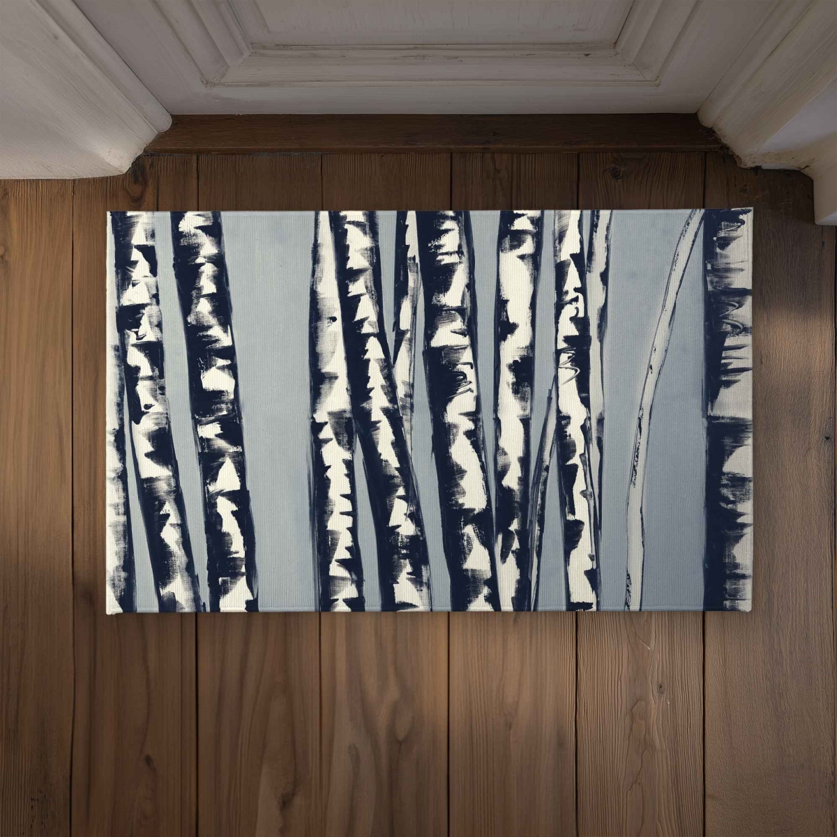 CODM2134WJ7VVK 21 x 34 in. Abstract Birch Forest Door Mat - Botanical Landscape Decor
