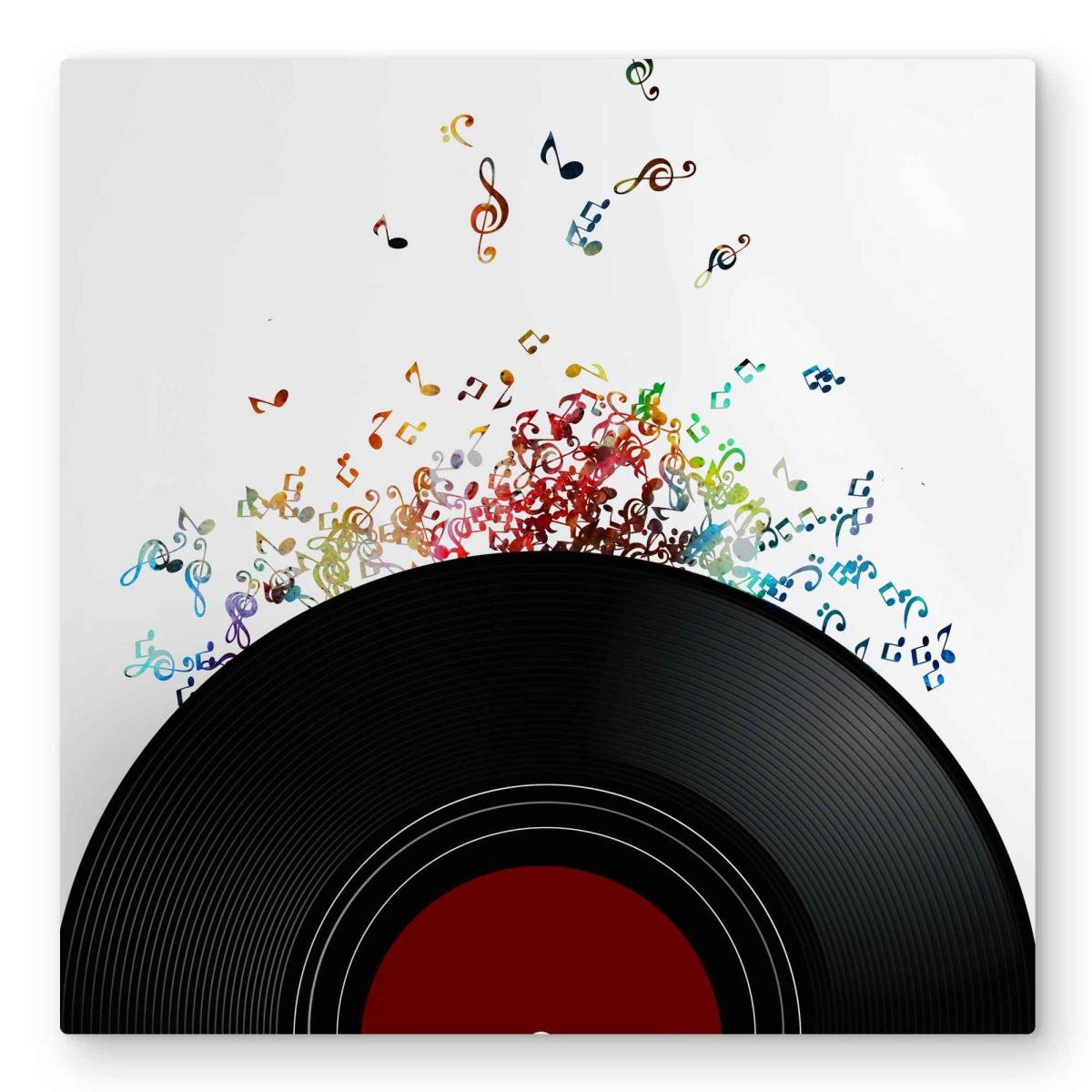 C1MP3232WLOBWP 32 x 32 in. Notes Escaping From A Vinyl Record Wall Art - Metal Print Decor