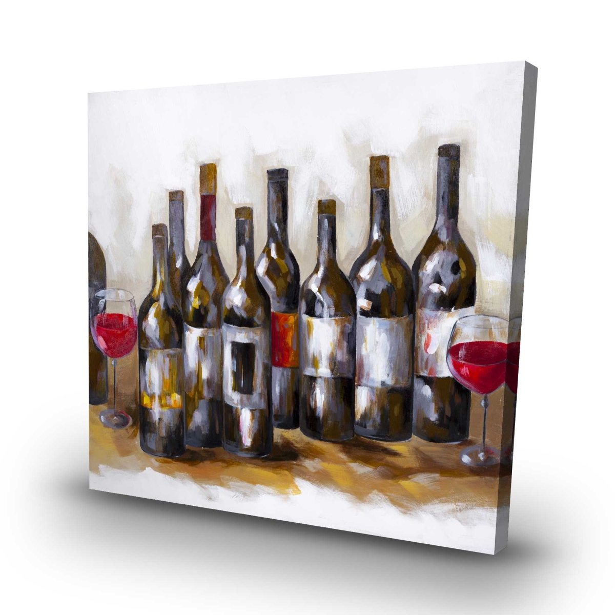 C1RC3232RYZ07D 32 x 32 in. Red Kitchen Canvas - Red Wine Bottles Home Decor Art