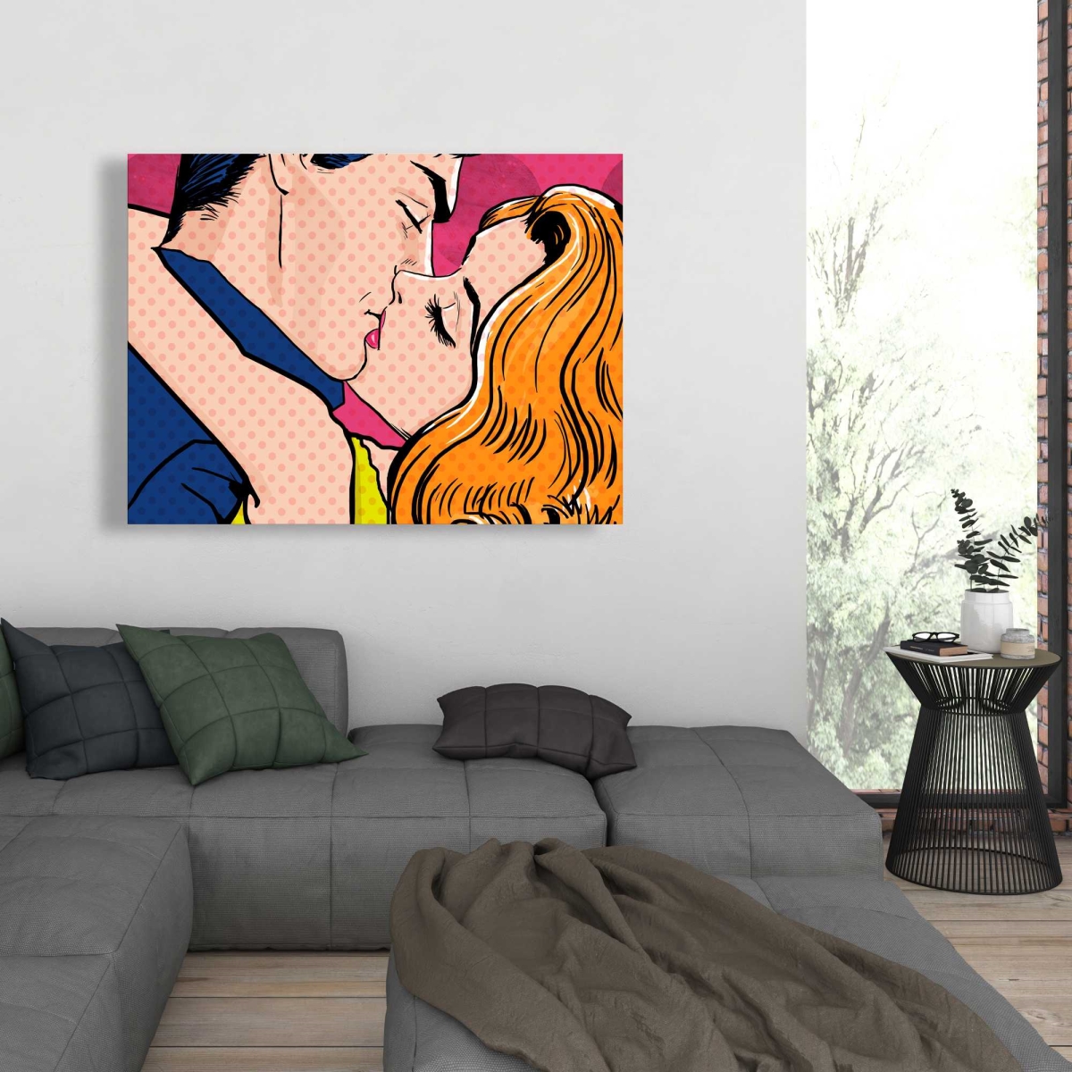 C1RC36480V2KOF 36 x 48 in. Pop Art Style Couple - Bedroom Figurative Canvas Decor